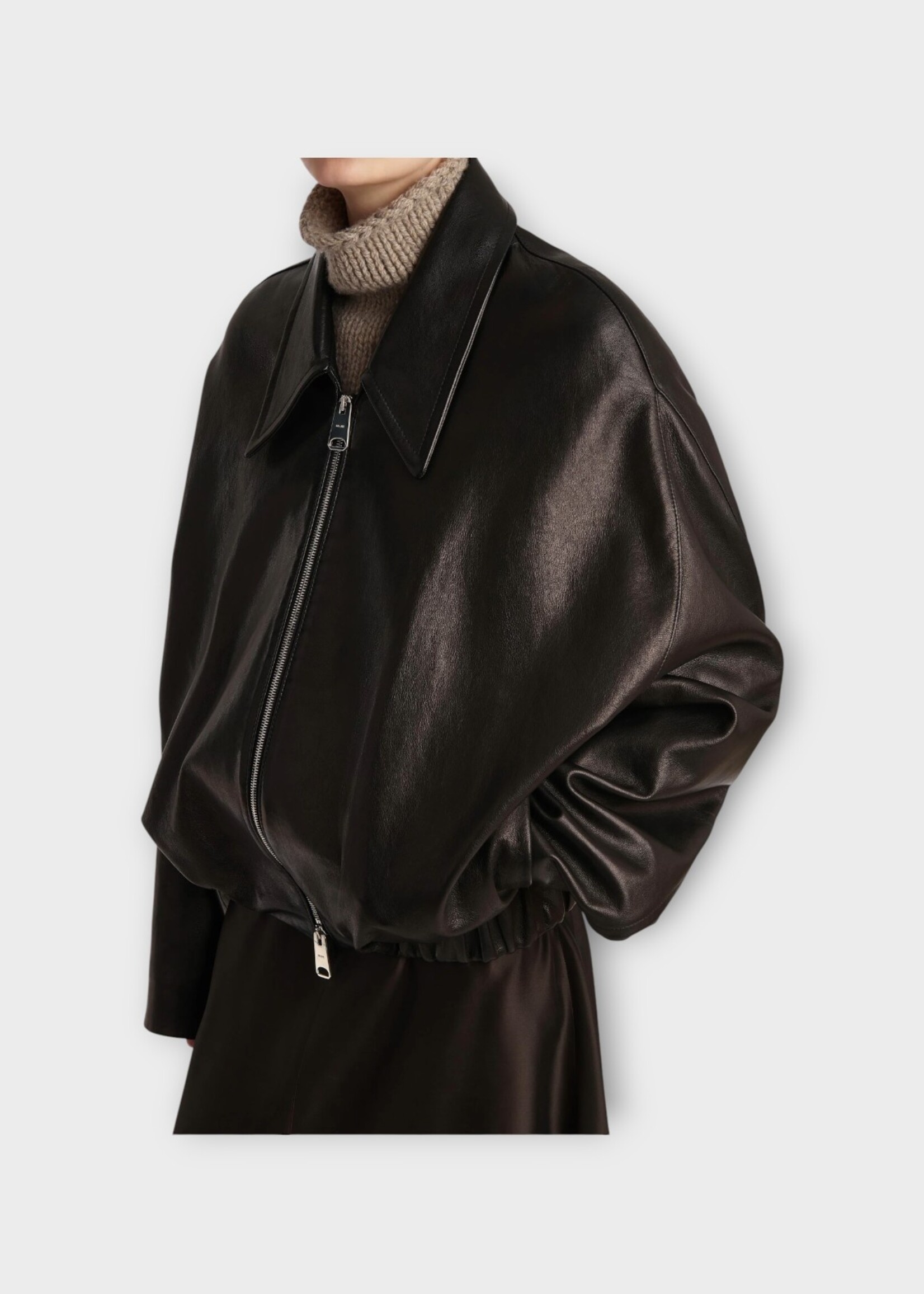 Khaite Khaite Jacket, Black, Odin Lamb Leather Collared Zipped Up Jacket In Black
