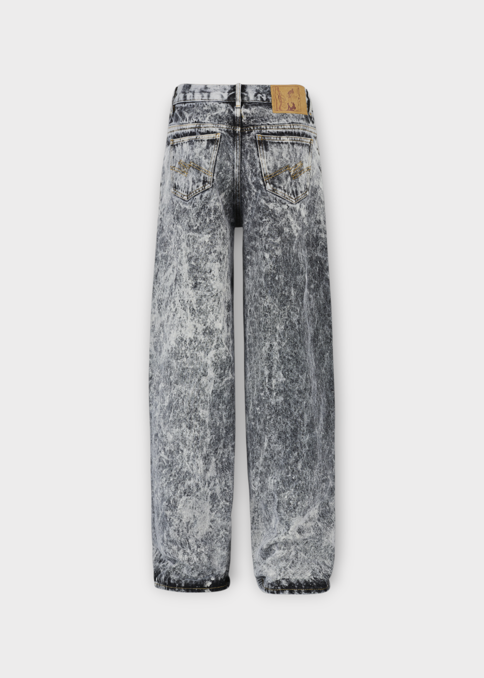 Martine Rose Martine Rose Jeans, Grey, Cotton Straight Leg Denim Trousers In Grey Acid Wash w/ Zip Hem