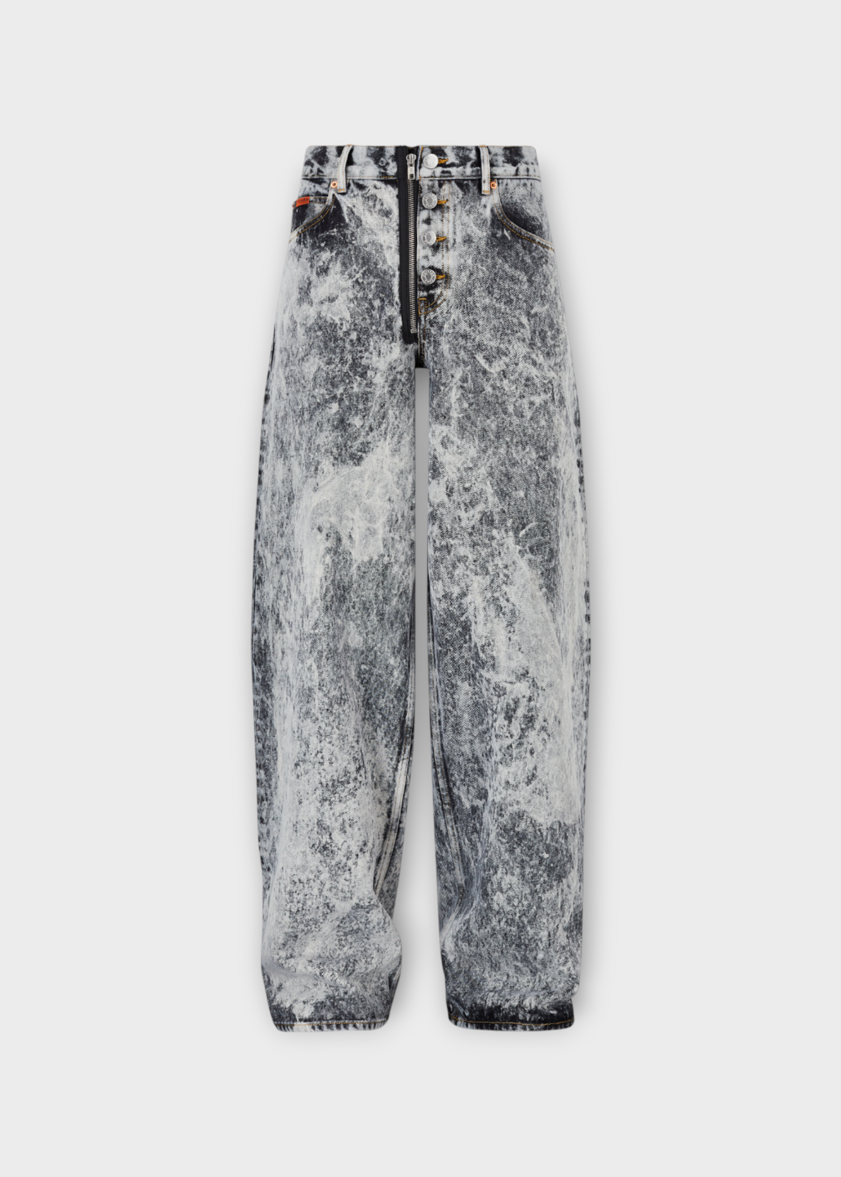 Martine Rose Martine Rose Jeans, Grey, Cotton Straight Leg Denim Trousers In Grey Acid Wash w/ Zip Hem