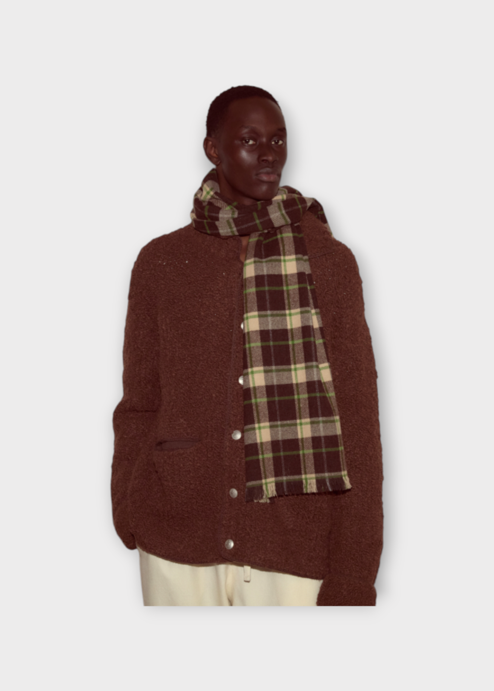 Bode Bode Scarf, Multi, Wool Woodcrest Checked Scarf In Brown & Green