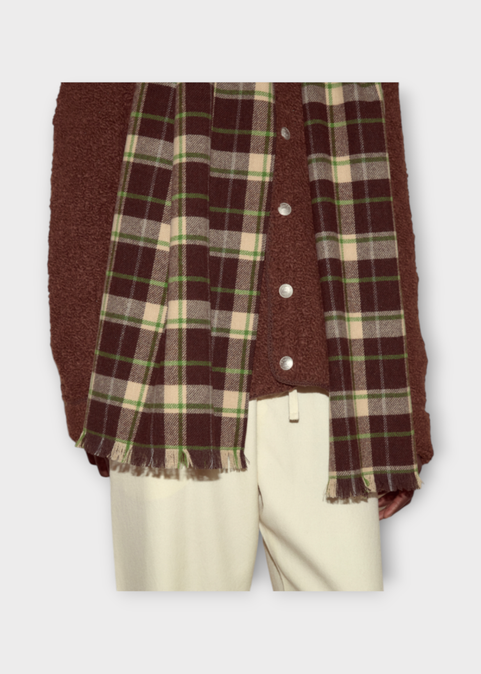 Bode Bode Scarf, Multi, Wool Woodcrest Checked Scarf In Brown & Green