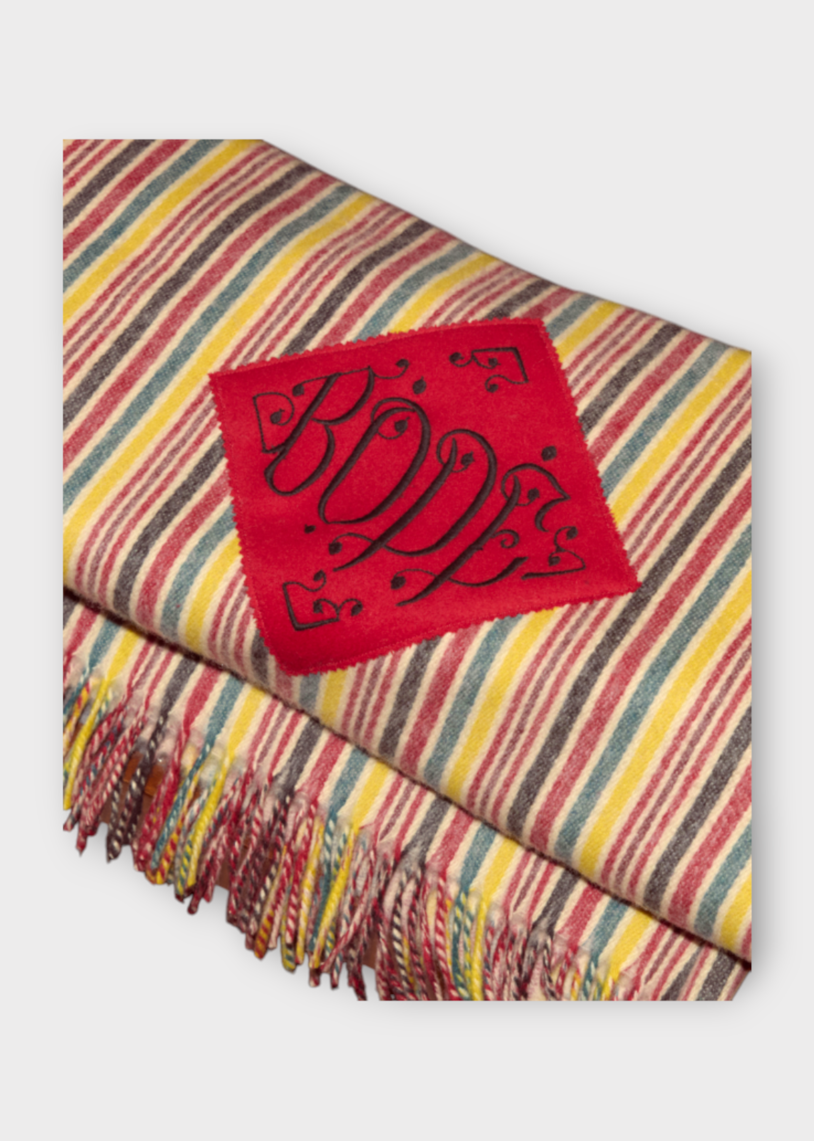 Bode Bode Blanket, Multi, Merino Wool Lawrence Throw Stripes Blanket w/ Bode Patchwork