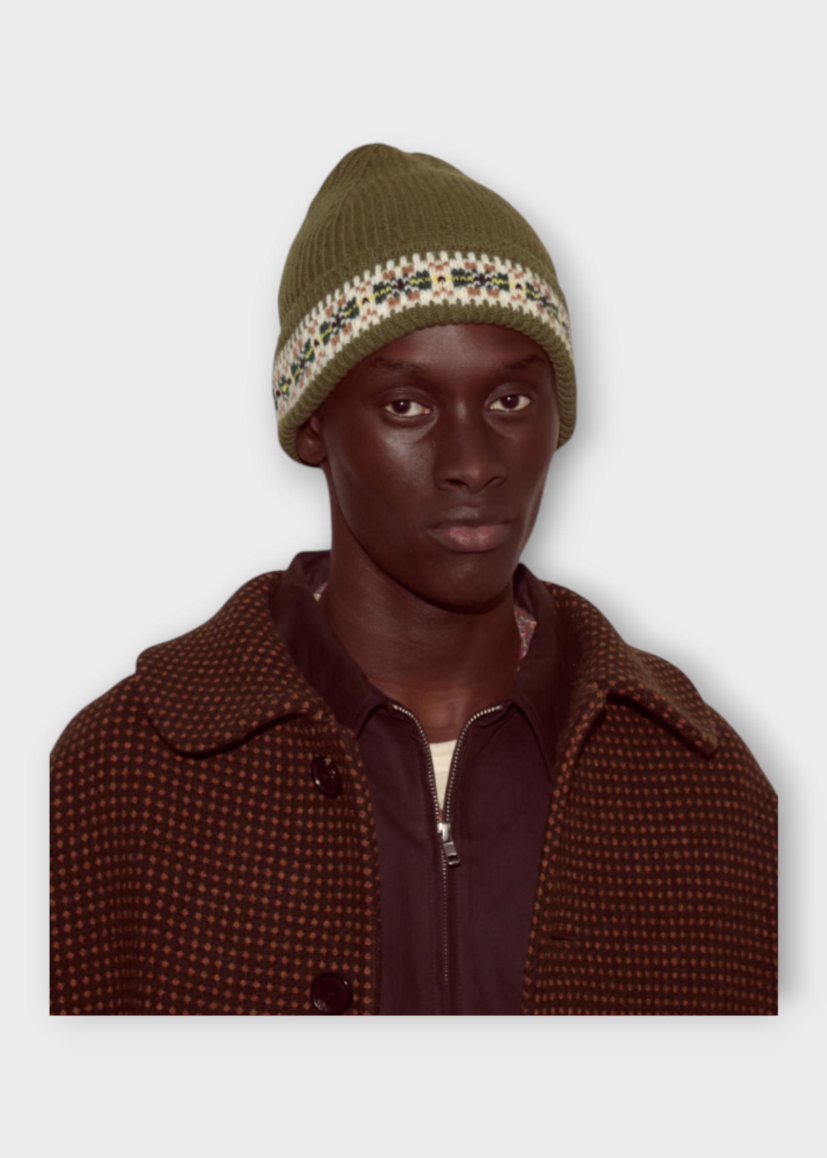 Bode Bode Hat, Green, Virgin Wool Moritz Beanie In Green & Flower Embroidery