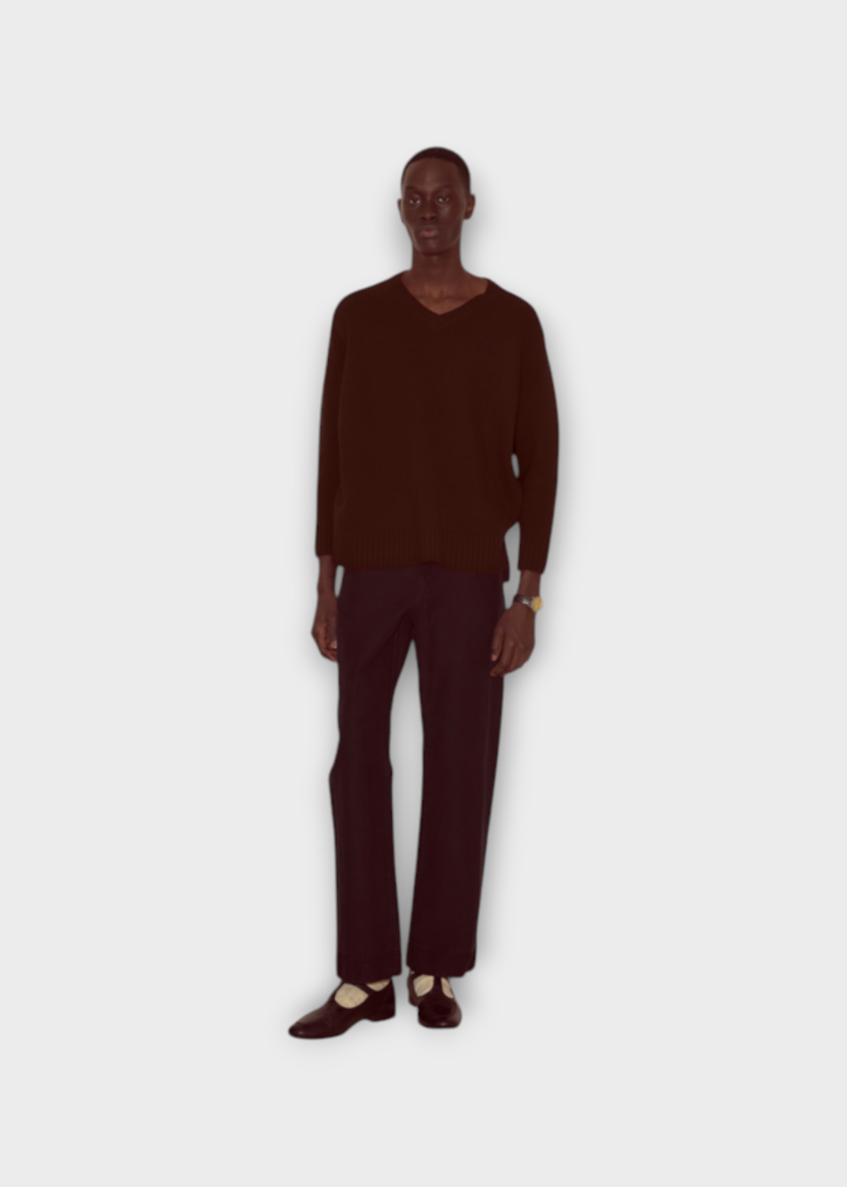 Bode Bode Knitwear, Brown, Cashmere & Wool V-Neck Currant Sweater In Dark Brown