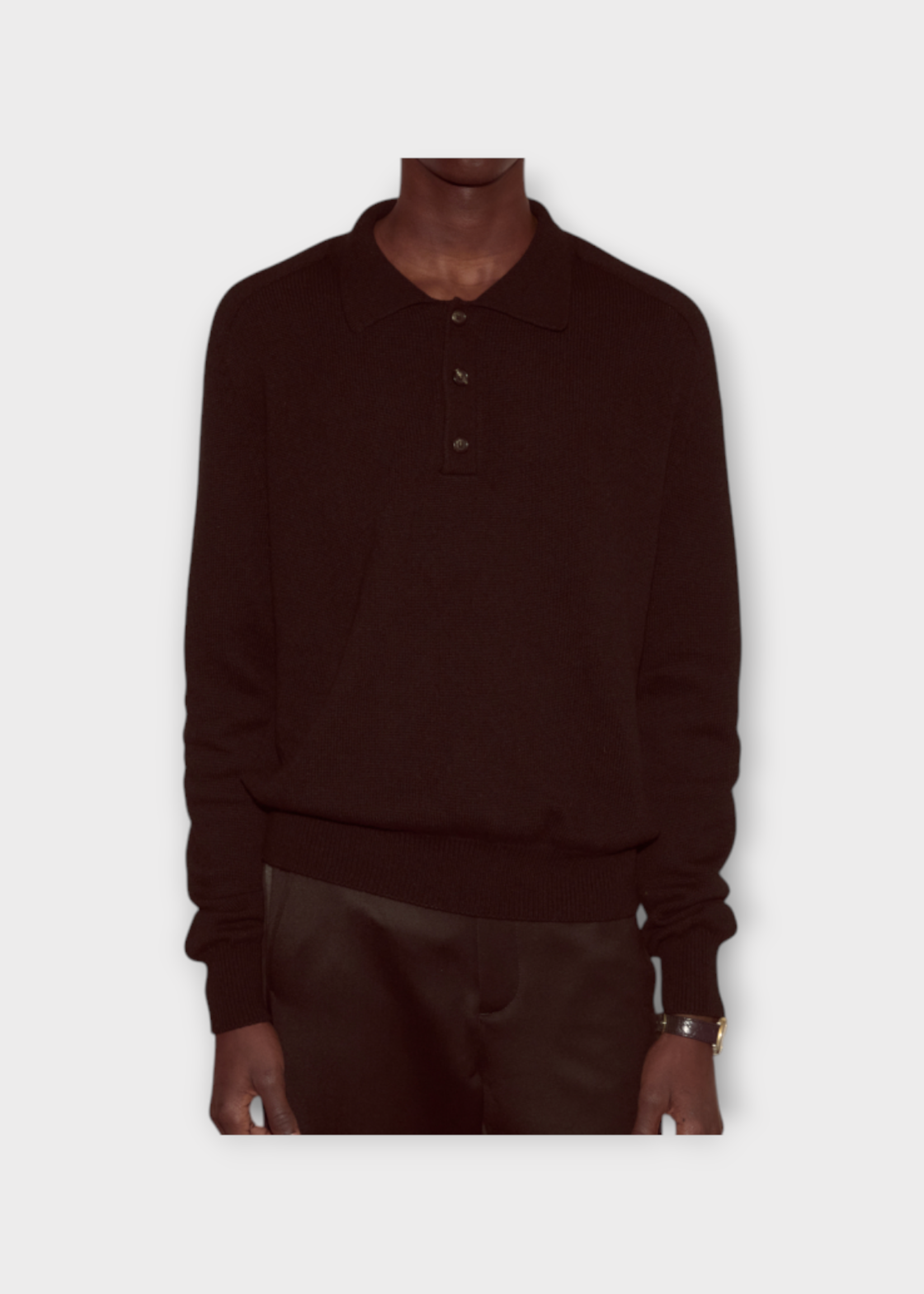 Bode Bode Sweater, Black, Cashmere Collared Button Up Long Sleeve Polo Sweater