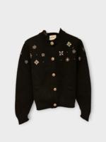 Barrie Barrie Knitwear, Black, Cashmere Button Up 5 Needles Jewels Cardigan