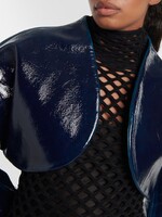 Alaia Alaia Jacket, Blue, Wool Mirror Bolero Cropped Jacket In Petrol Blue