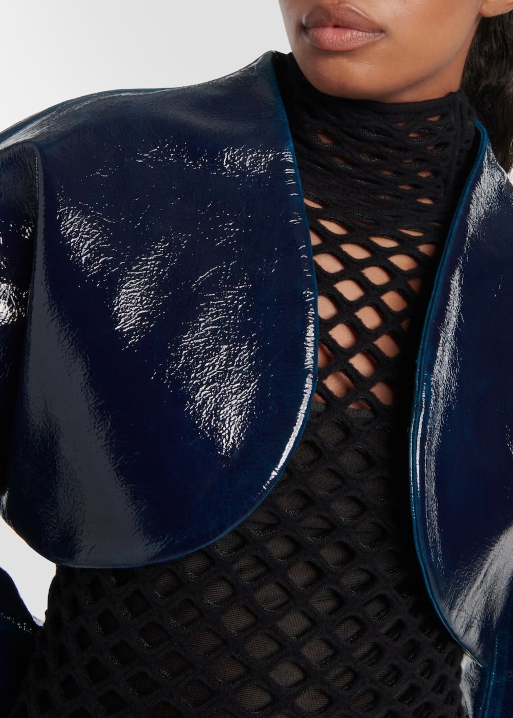 Alaia Alaia Jacket, Blue, Wool Mirror Bolero Cropped Jacket In Petrol Blue