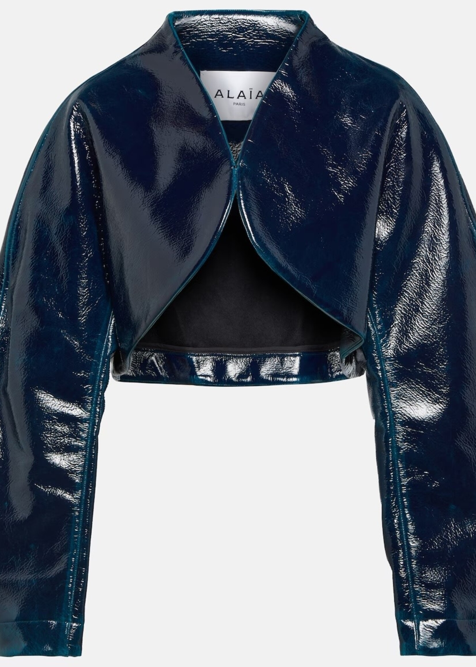 Alaia Alaia Jacket, Blue, Wool Mirror Bolero Cropped Jacket In Petrol Blue