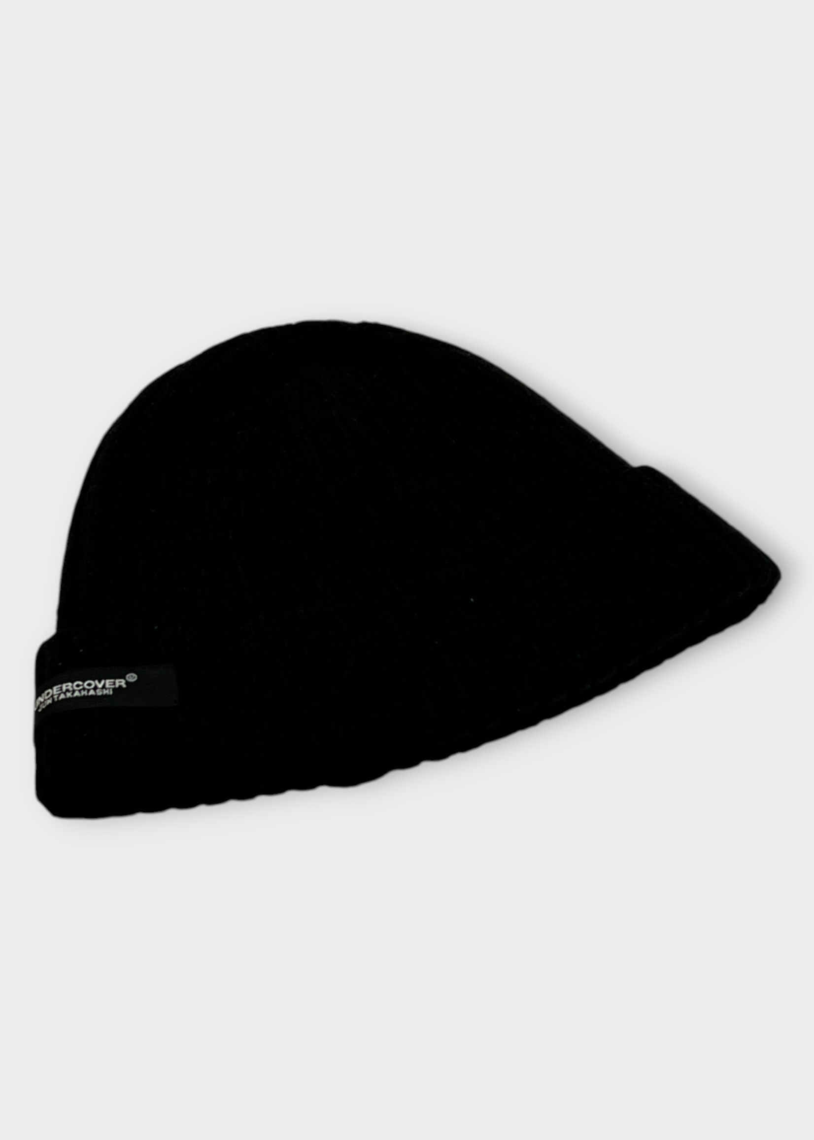Undercover Undercover Hat, Black, Cotton & Wool Mix Ribbed Beanie in Black
