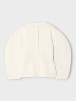 Destree Destree Jacket, Beige, Merino Wool Adrian Round Neck Button Up Cardigan In Ecru