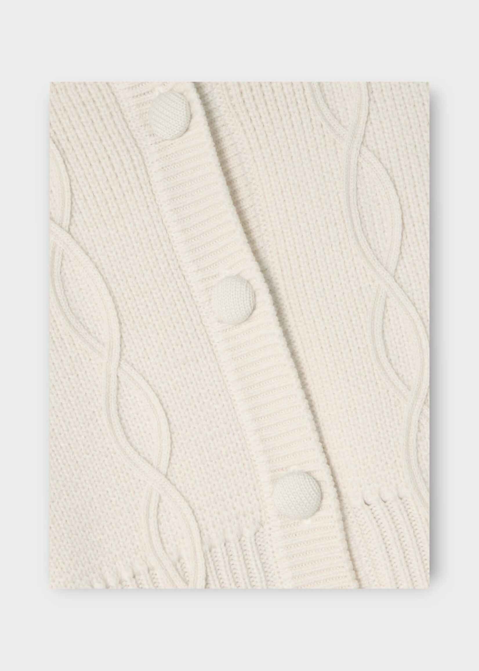 Destree Destree Jacket, Beige, Merino Wool Adrian Round Neck Button Up Cardigan In Ecru