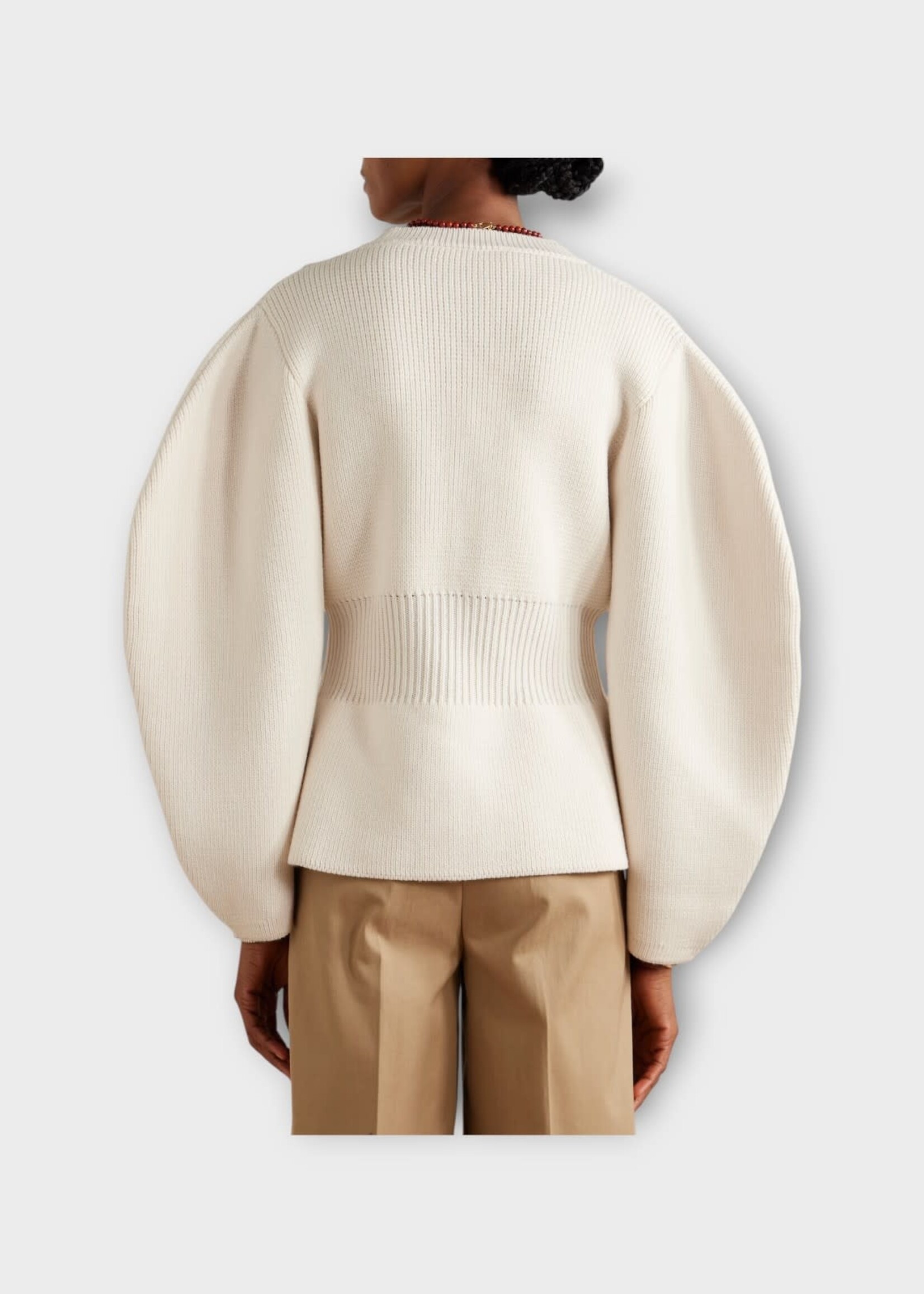 Destree Destree Jacket, Beige, Merino Wool Adrian Round Neck Button Up Cardigan In Ecru