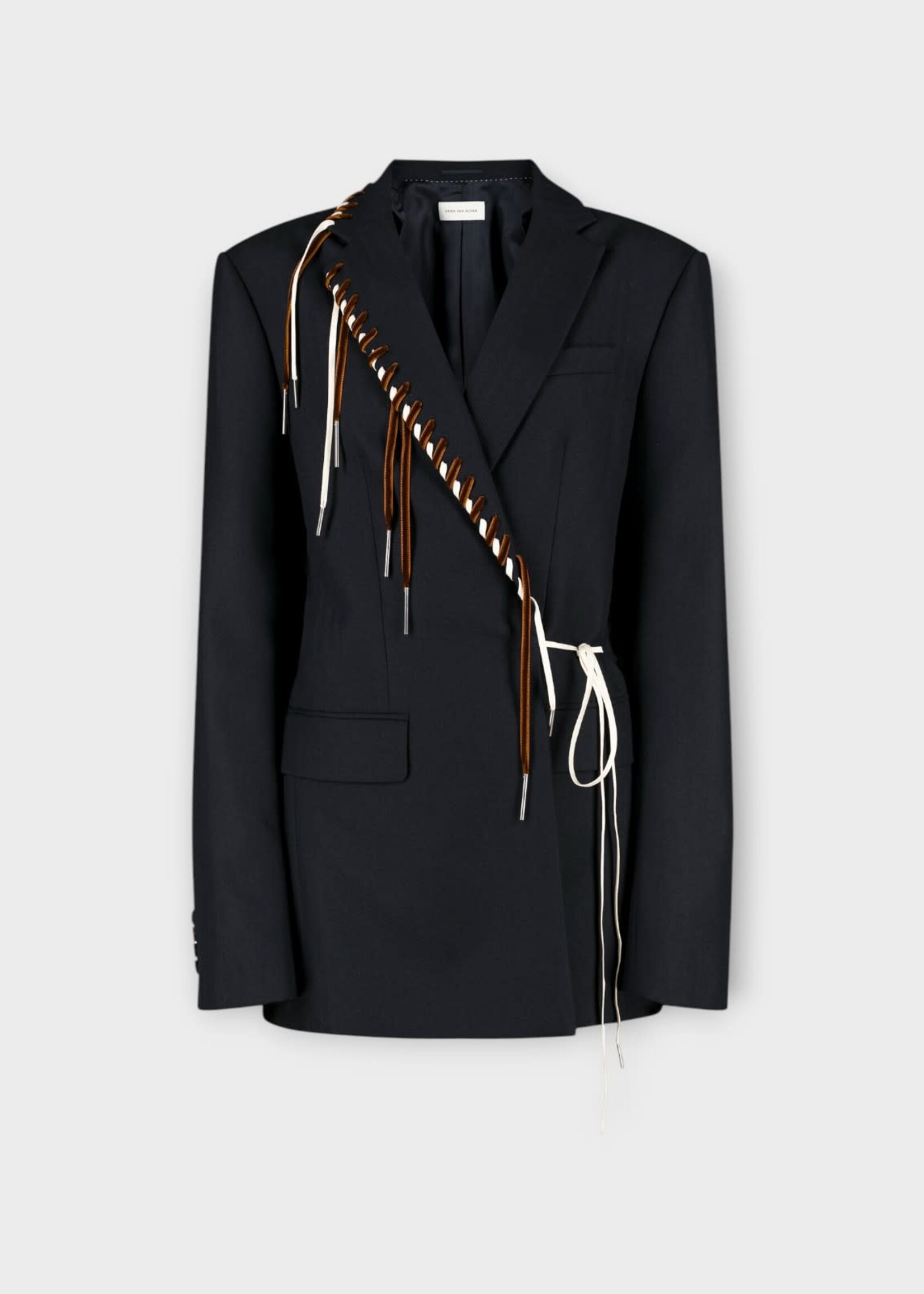 Dries Van Noten Dries Van Noten Jacket, Navy, Baftan High Neck Laces Stripe Blazer