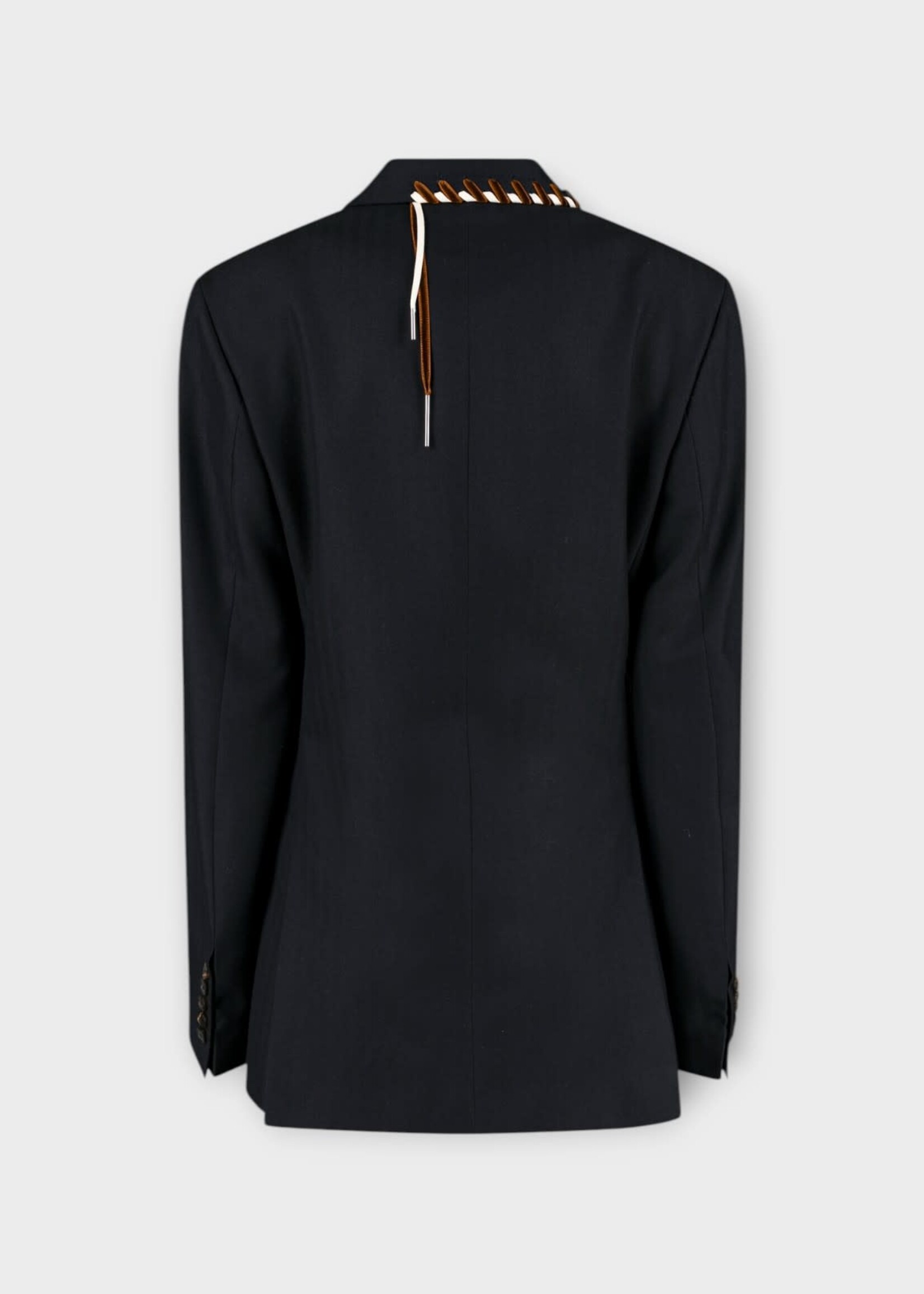 Dries Van Noten Dries Van Noten Jacket, Navy, Baftan High Neck Laces Stripe Blazer