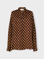Dries Van Noten Dries Van Noten Shirt, Print, Casia Overised Dotted Shirt In Burgundy & Mustard