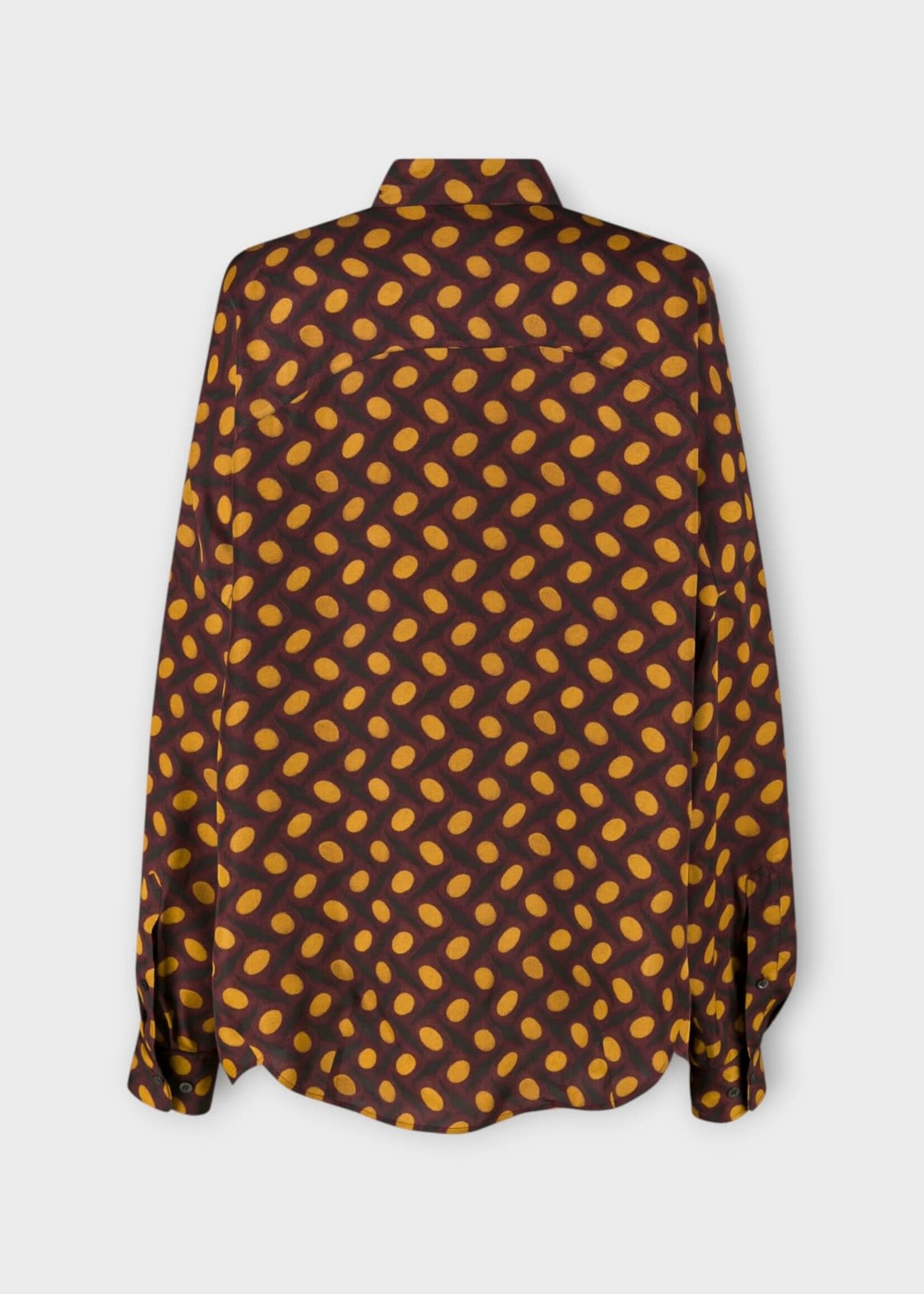 Dries Van Noten Dries Van Noten Shirt, Print, Casia Overised Dotted Shirt In Burgundy & Mustard
