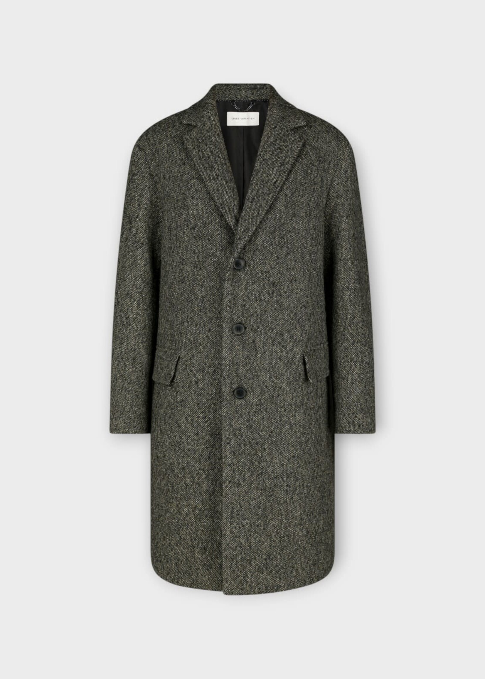 Dries Van Noten Dries Van Noten Coat, Grey, Rustic Wool Single Breasted Coat