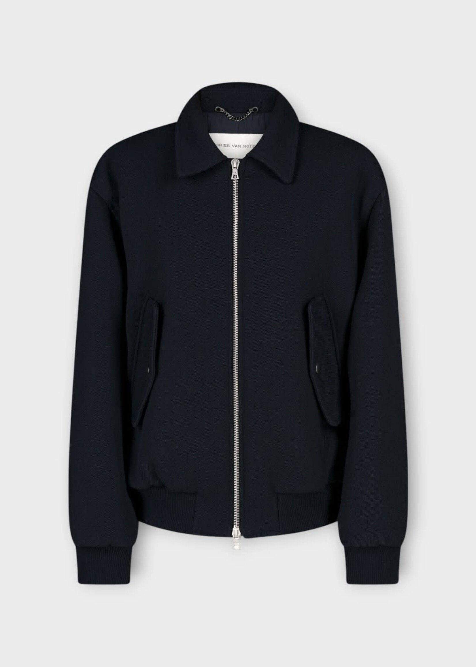 Dries Van Noten Dries Van Noten Jacket, Navy, Venlo Wool Collared Zip Up Jacket