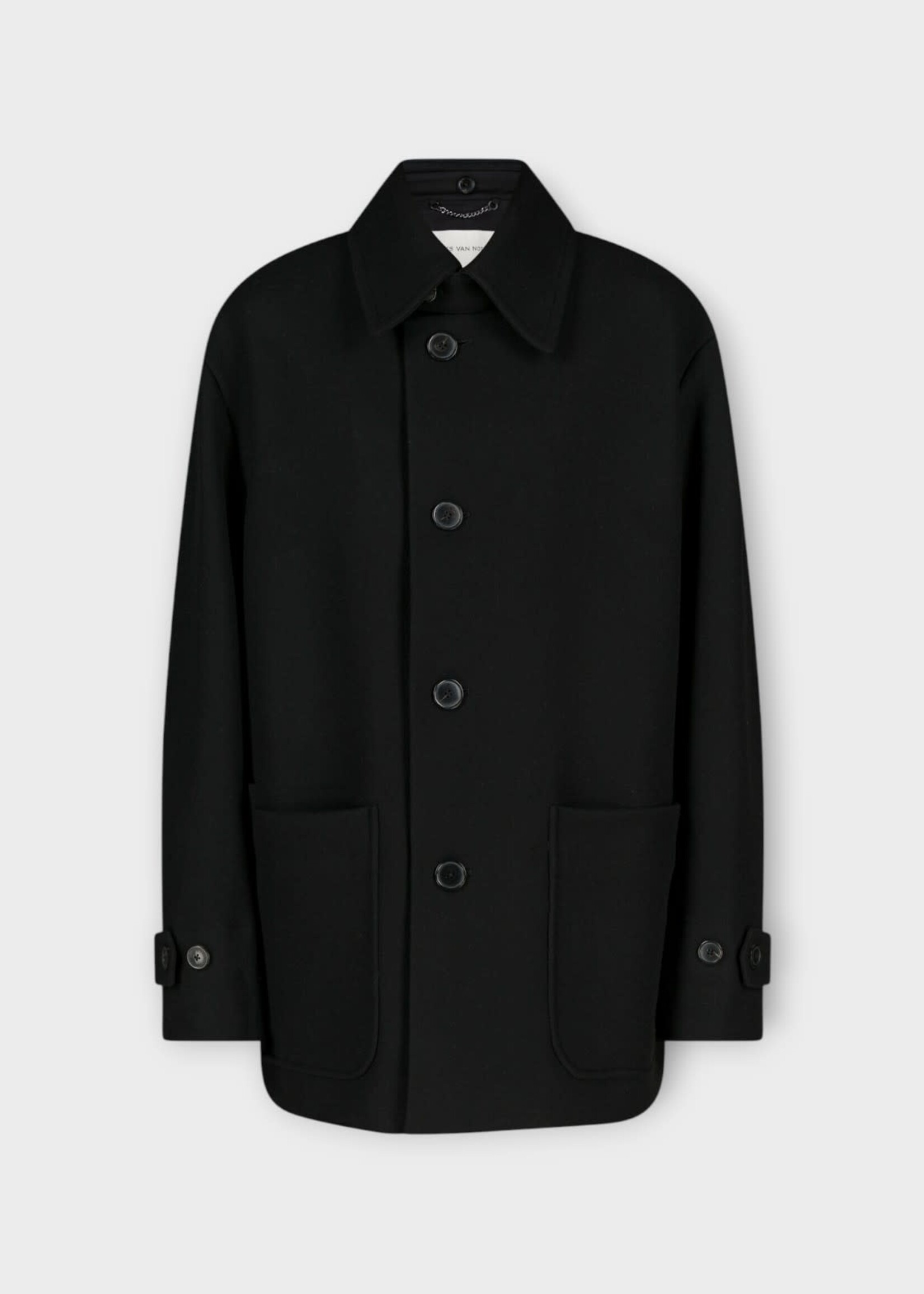 Dries Van Noten Dries Van Noten Coat, Navy, Rivne Wool Collared Button Up Jacket