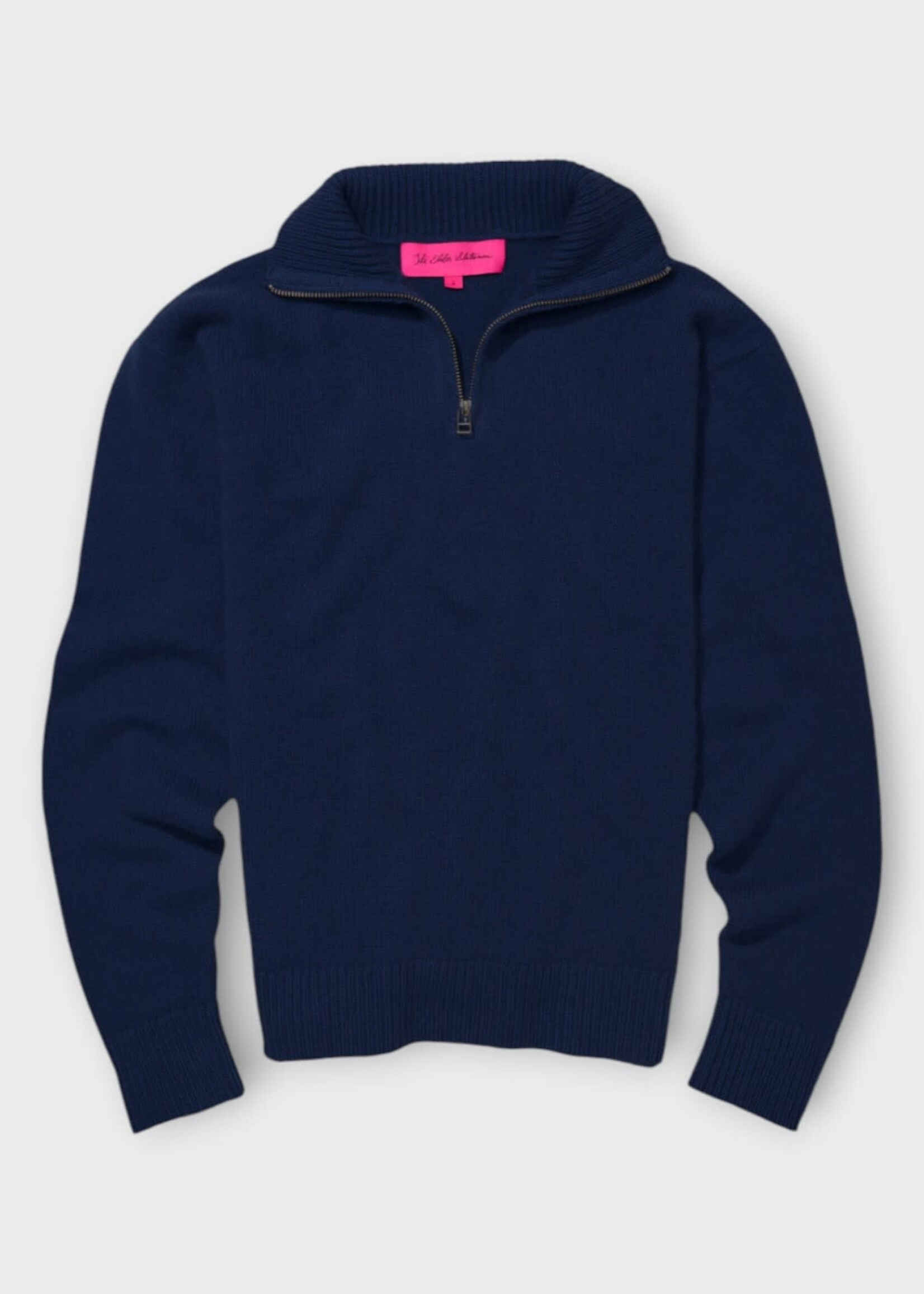 The Elder Statesman The Elder Statesman Knitwear, Navy, Cashmere Relaxed Fit Half Zip Turtleneck In Navy