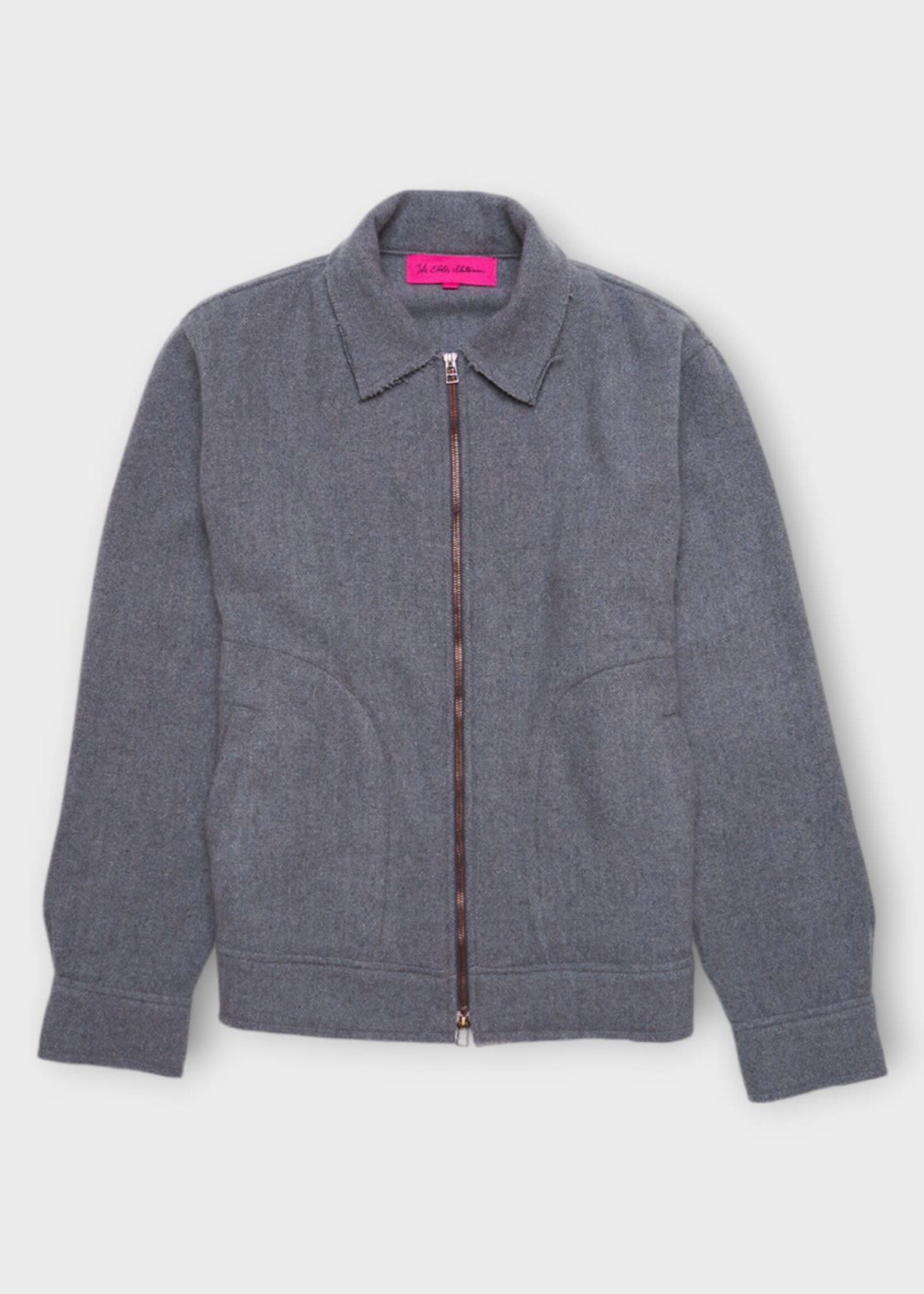 The Elder Statesman The Elder Statesman Jacket, Grey, Cashmere Woven Collared Zipped Deconstructed Jacket In Light Grey