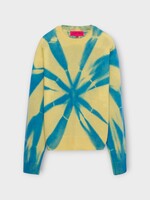 The Elder Statesman The Elder Statesman Knitwear, Multi, Mythic Tranquility Cashmere Crew Neck In Iowa Yellow w/ Azure Motif