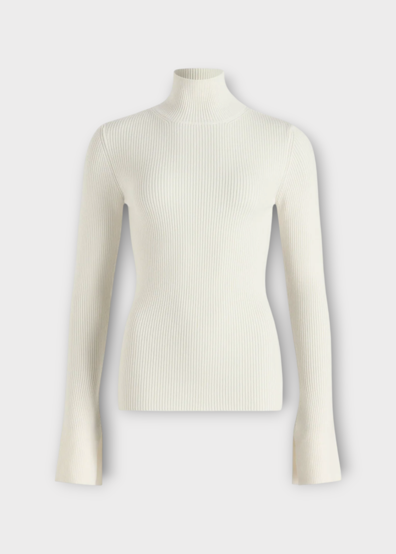 Patou Patou Knitwear, White, Wool Ribbed Turtle Neck Jumper In Snowberry White