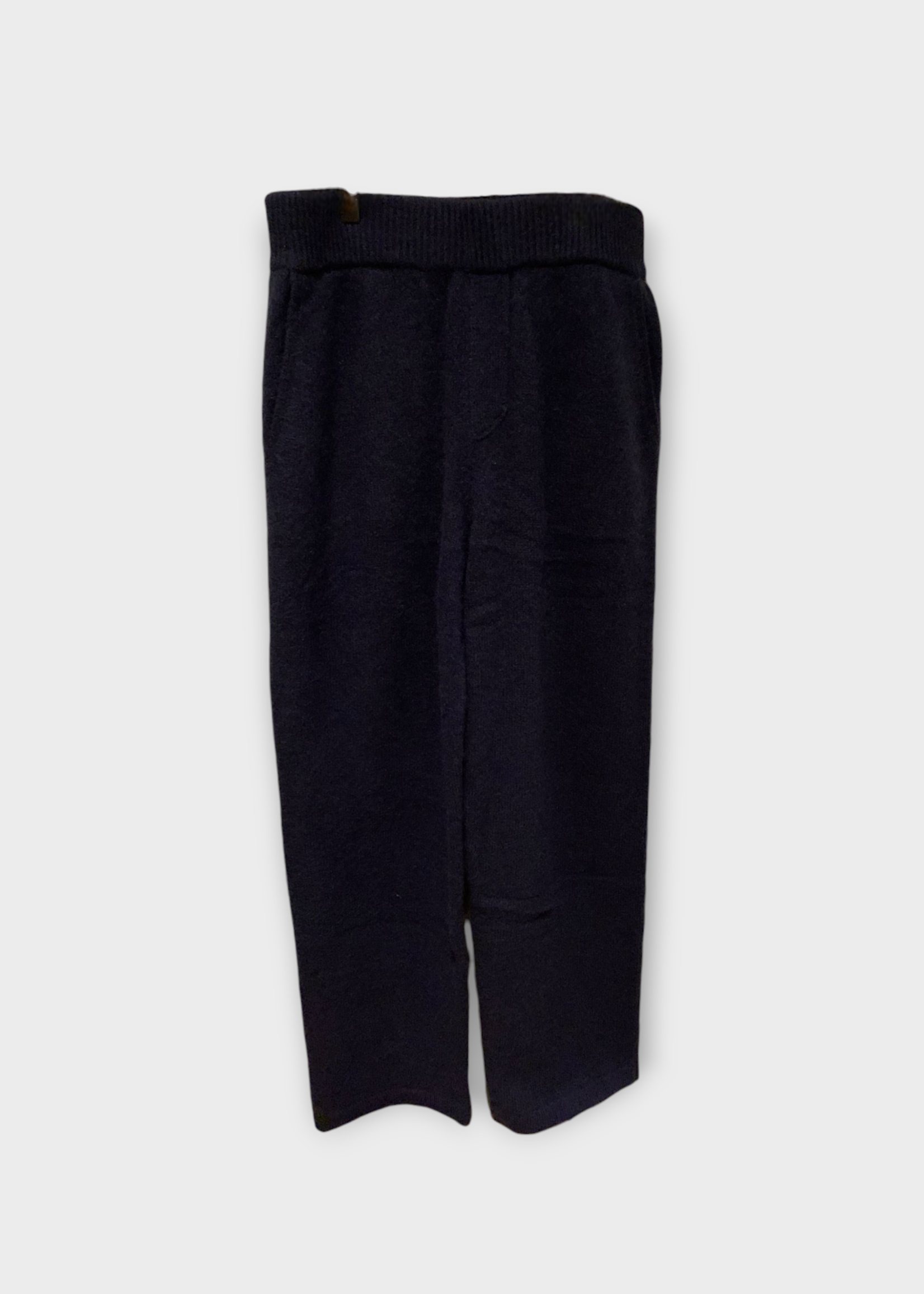 The Elder Statesman The Elder Statesman Trousers, Navy, Cashmere Elasticated Waist Stright Leg Knitted  Work Pants In Navy