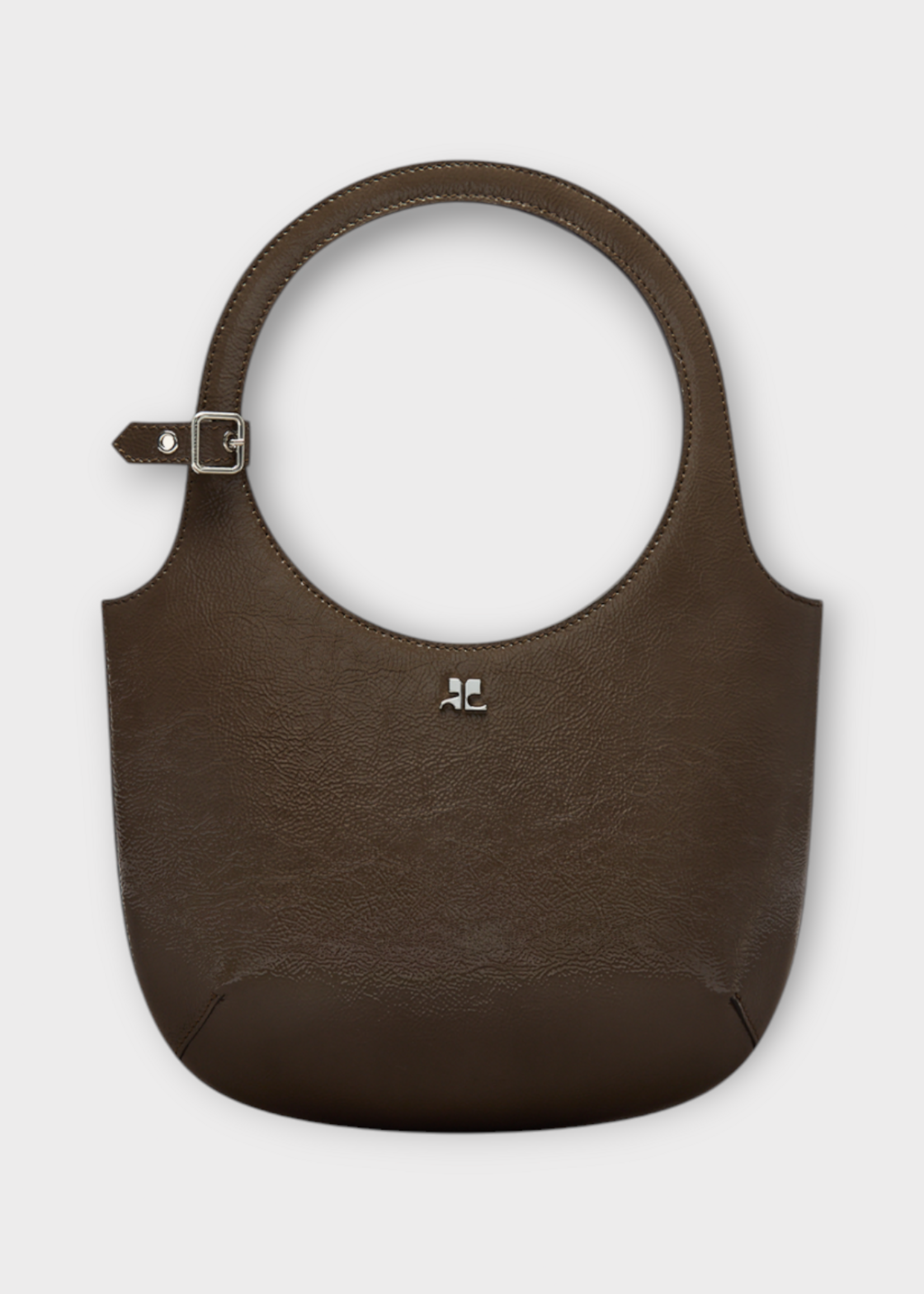 Courreges Courreges Bag, Brown, Calf Leather Holy Naplack Bag In Truffle w/ Top Handle