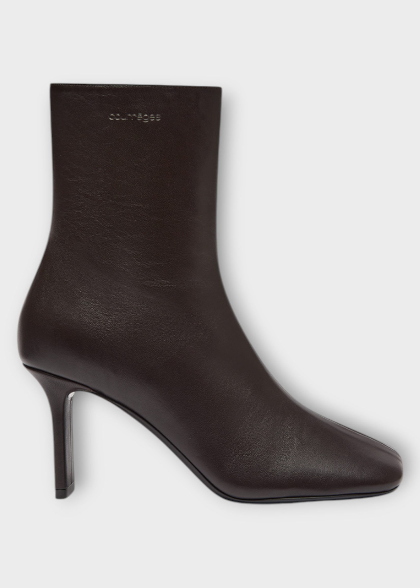 Courreges Courreges Heels, Brown, Nappa Leather Square Toe 80 Ankle Boots In Tapioca
