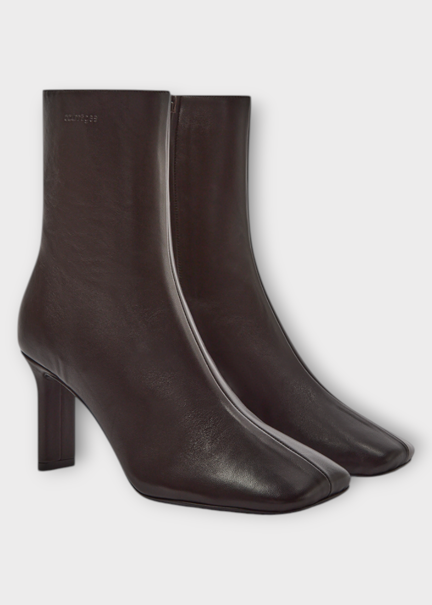 Courreges Courreges Heels, Brown, Nappa Leather Square Toe 80 Ankle Boots In Tapioca