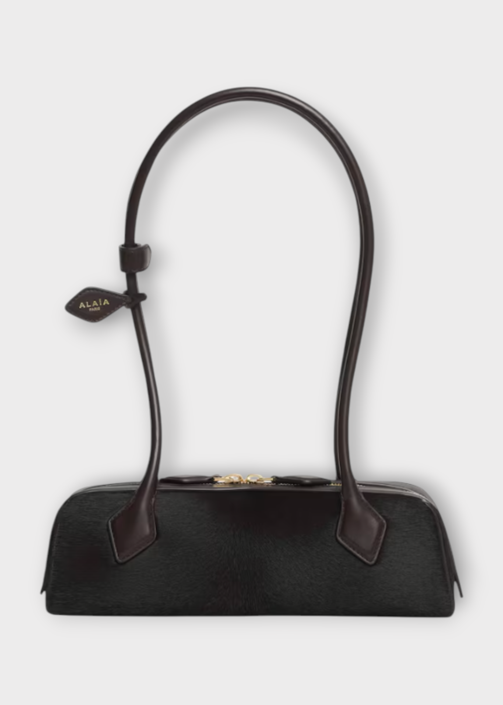 Alaia Alaia Bag, Brown, Le Teckel Leather Small Haircalf Bag In Chocolate w/ Top Handle