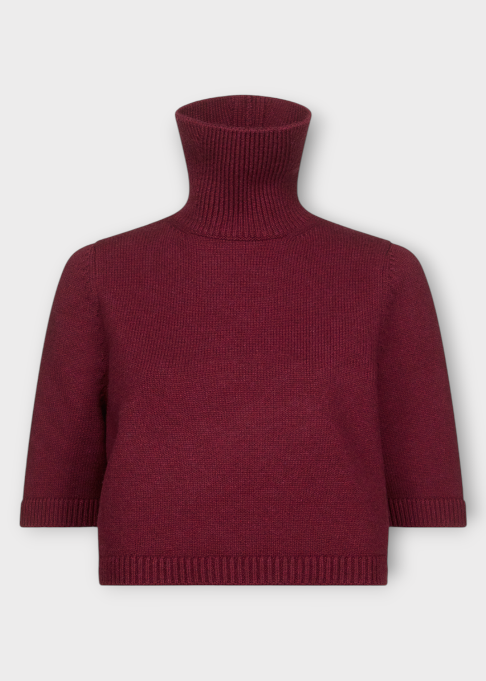 Alaia Alaia Knitwear, Red, Cashmere Turtle Neck Short Sleeves Cropped Jumper In Bordeaux