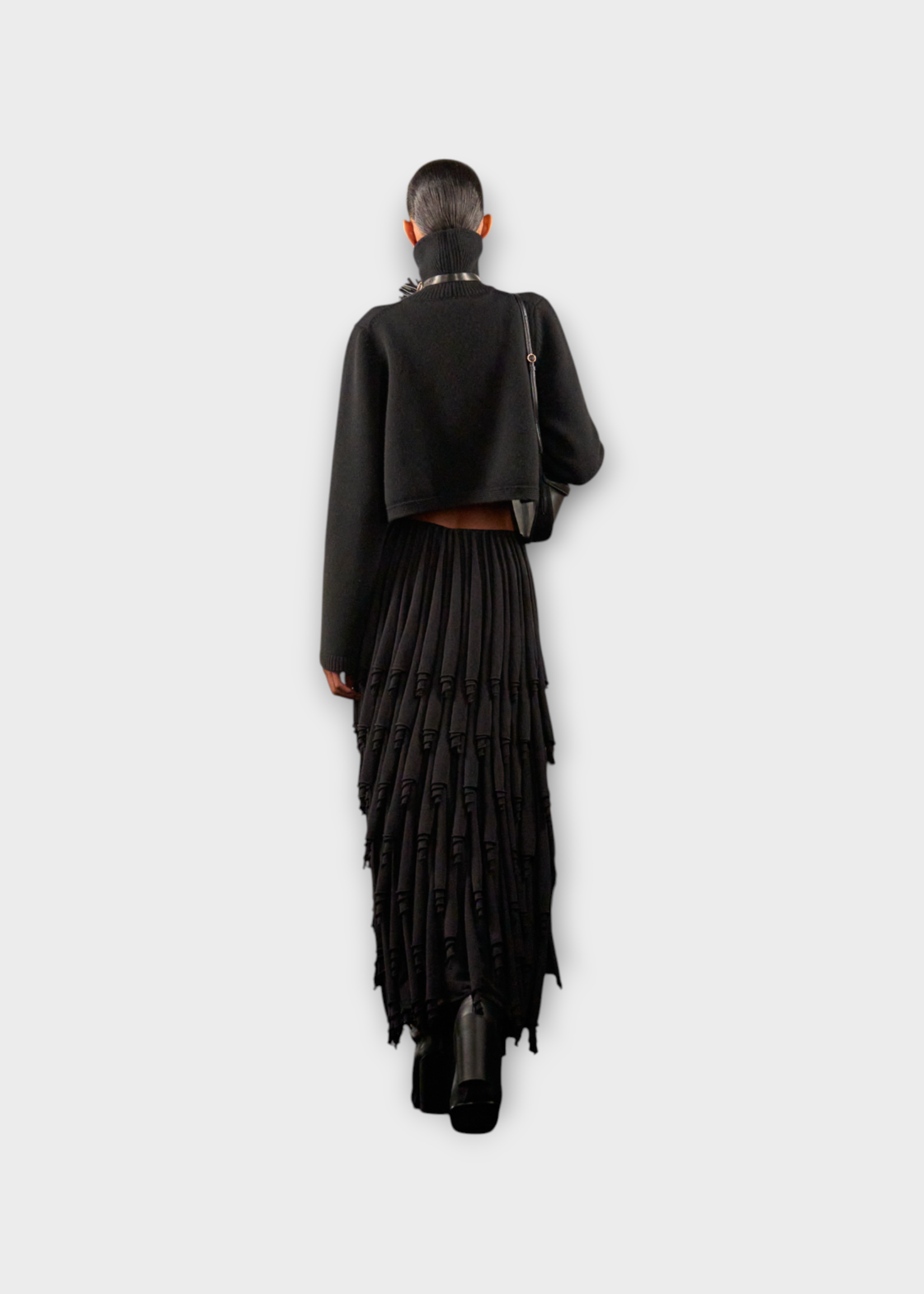 Alaia Alaia Skirt, Black, Layered Curles Skirt w/ Fringes