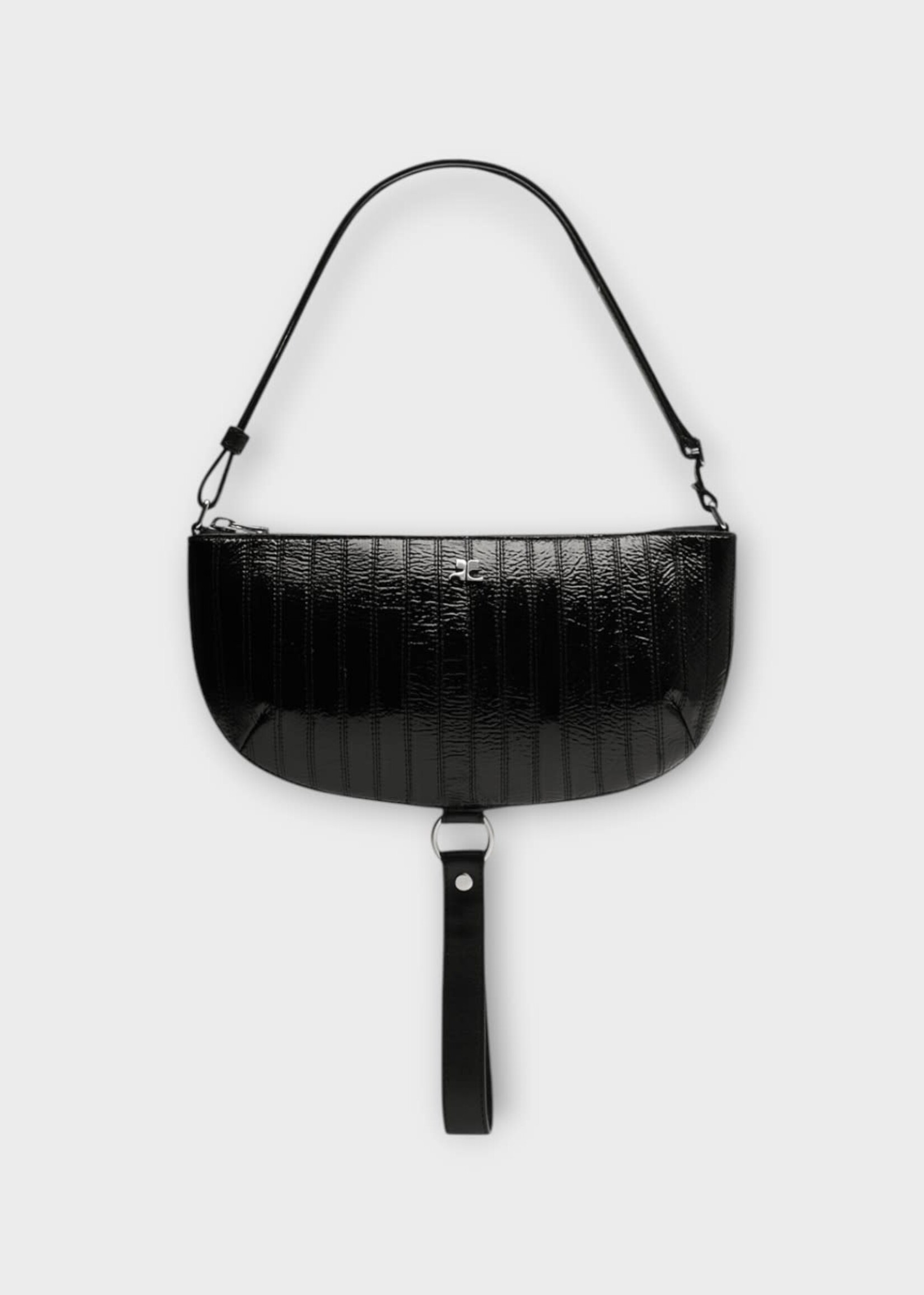 Courreges Courreges Bag, Black, Holy Eclipse Striped Patchwork Vinyl Bag