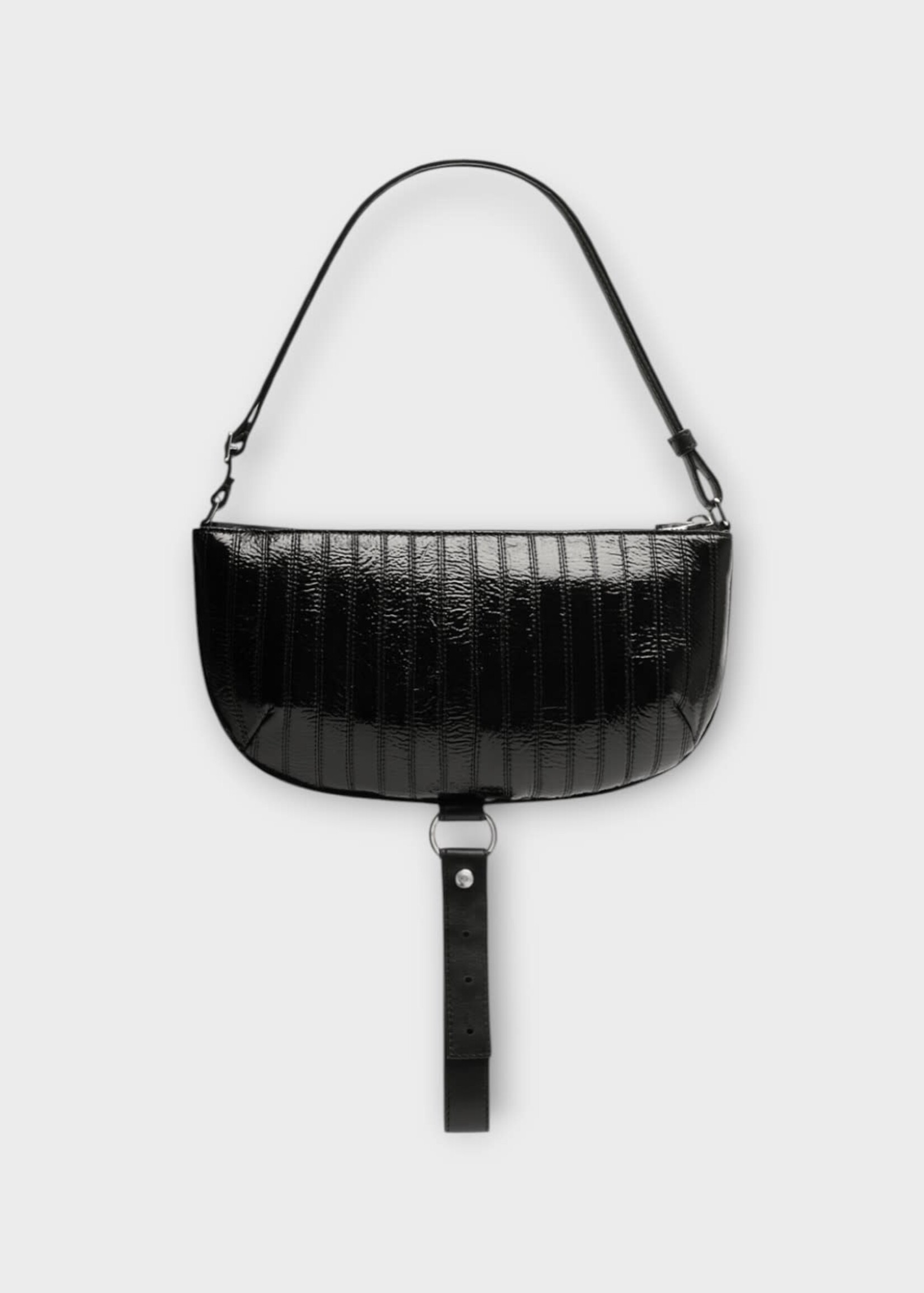 Courreges Courreges Bag, Black, Holy Eclipse Striped Patchwork Vinyl Bag