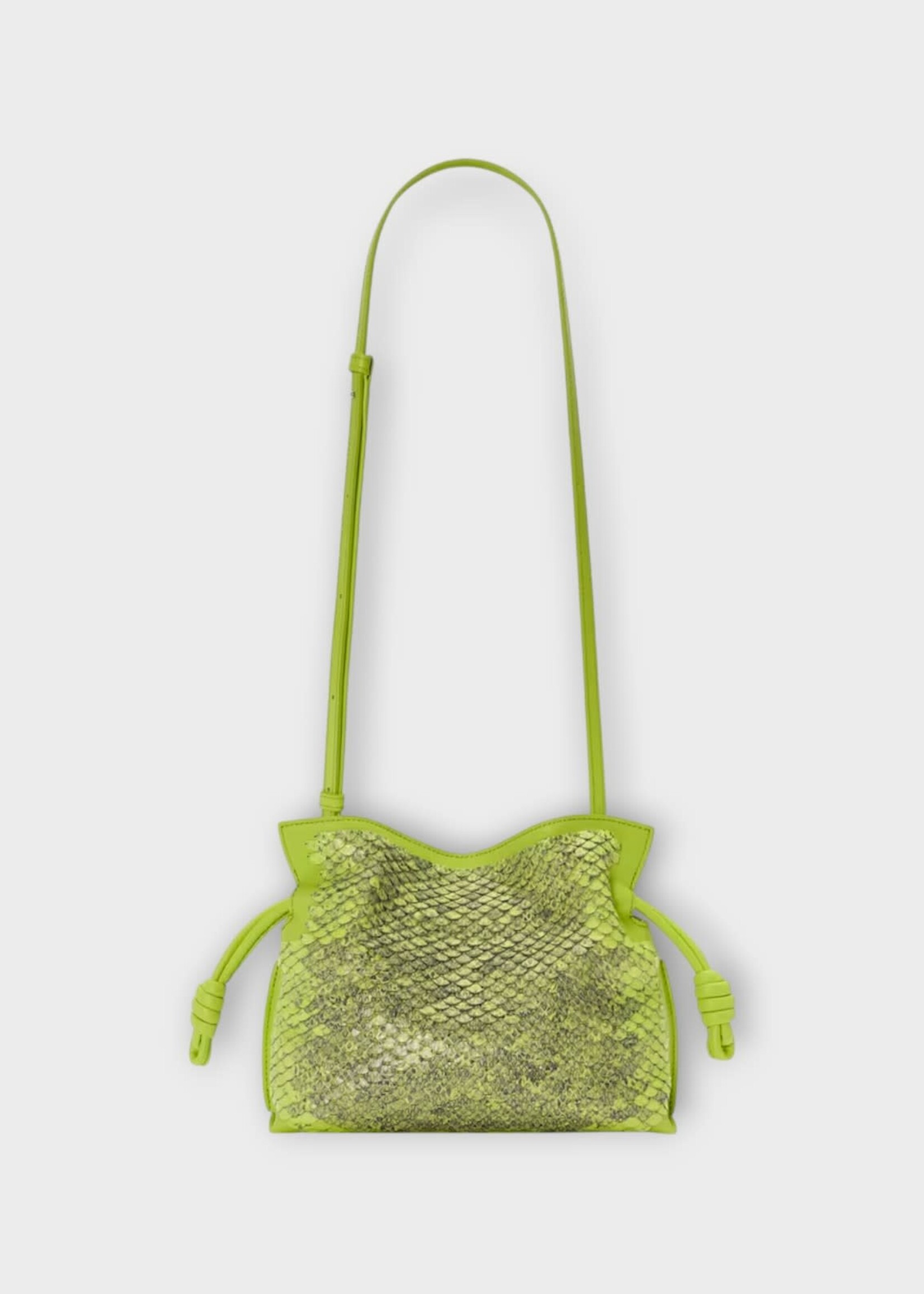 Loewe Loewe Bag, Green, Scales Python Flamenco Mini Clutch Bag In Green Bean