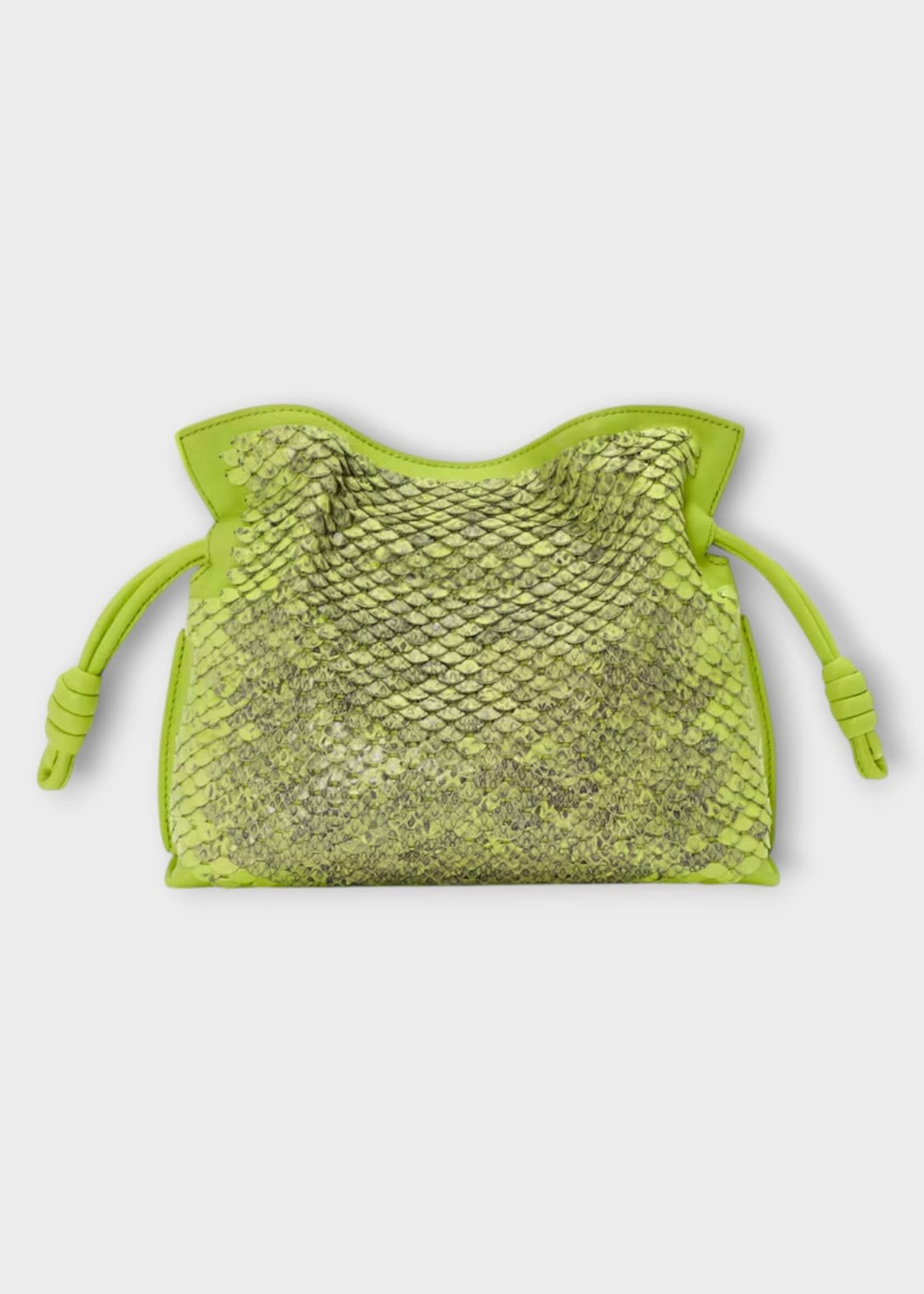 Loewe Loewe Bag, Green, Scales Python Flamenco Mini Clutch Bag In Green Bean