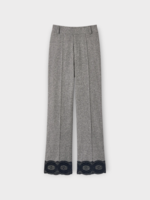 Destree Destree Trousers, Grey, Yoshitomo Wool Flannel Lace Cuffs Pants In Speckled Grey w/ Pleats