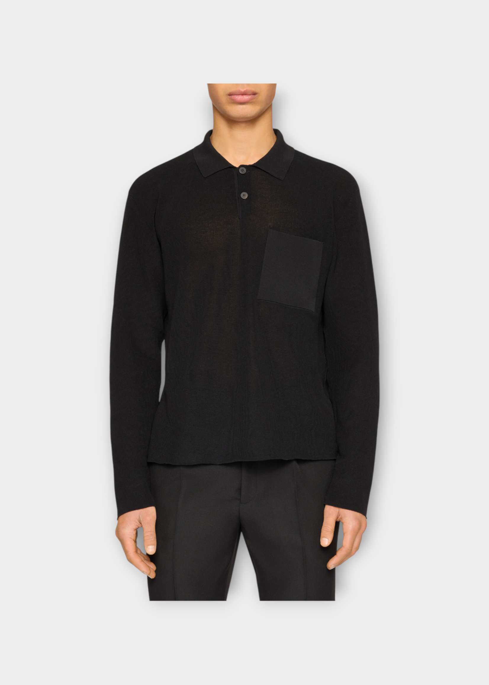 Jacquemus Jacquemus T-Shirt, Black, Le Polo Tricot Long Sleeve Polo Knit T-Shirt
