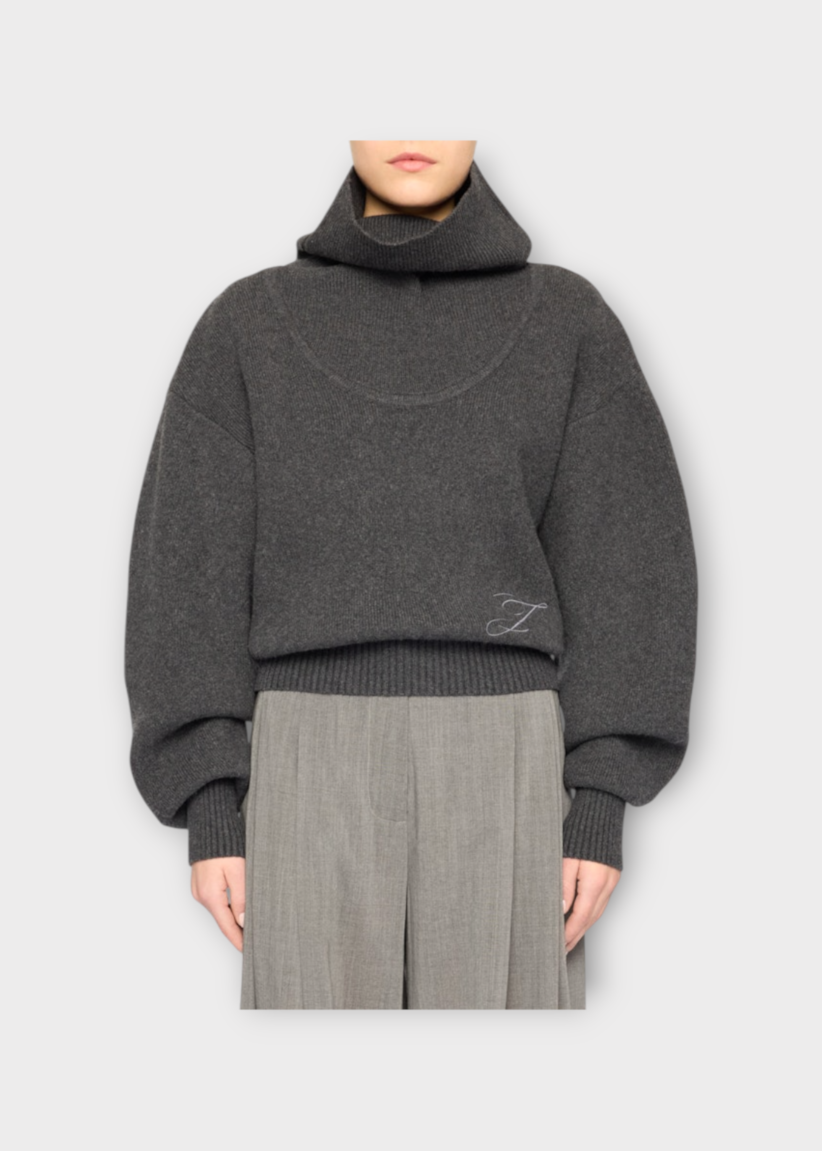 Jacquemus Jacquemus Knitwear, Grey, La Maille Pallone Virgin Wool Turtle Neck Knitwear In Dark Grey