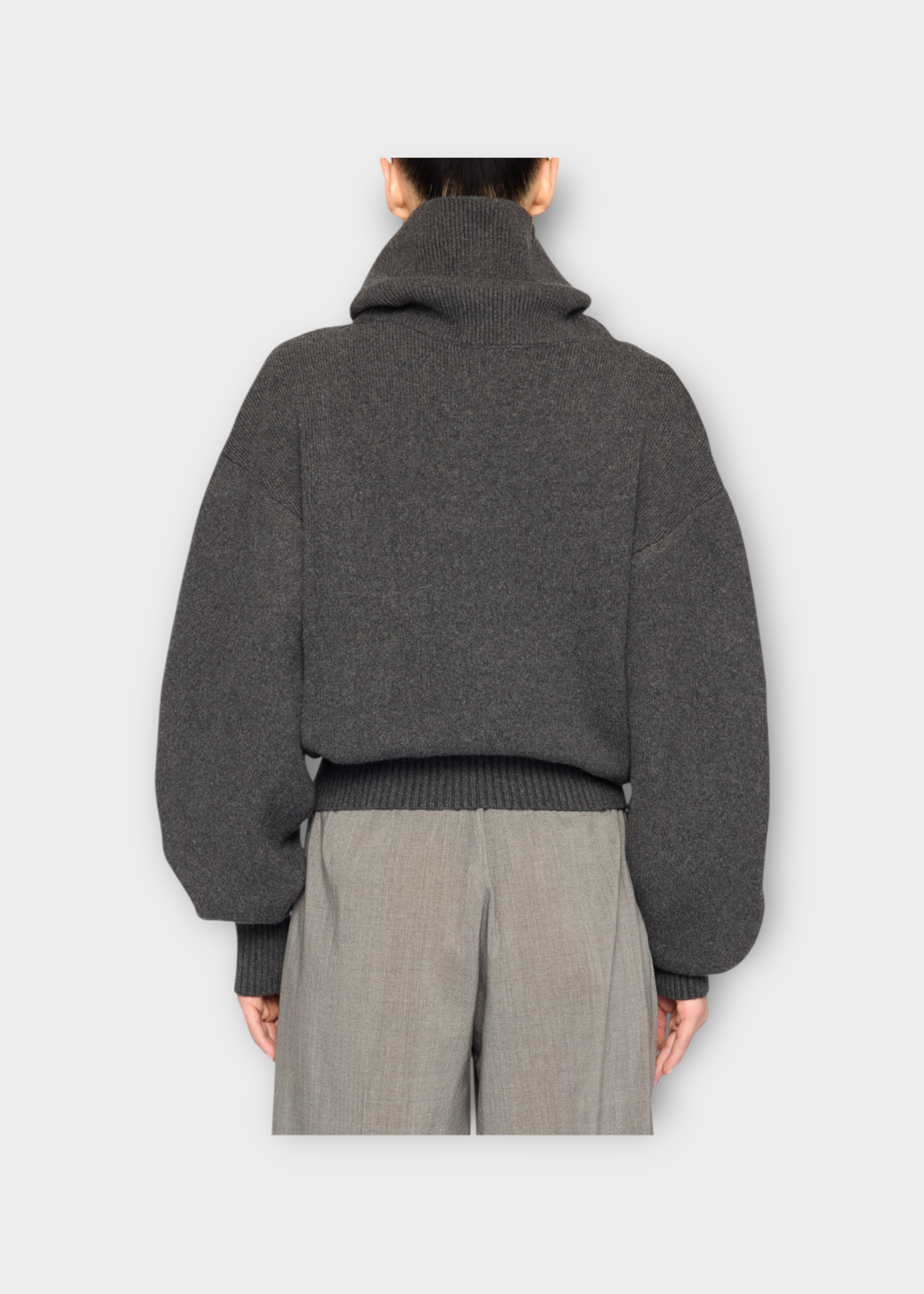 Jacquemus Jacquemus Knitwear, Grey, La Maille Pallone Virgin Wool Turtle Neck Knitwear In Dark Grey