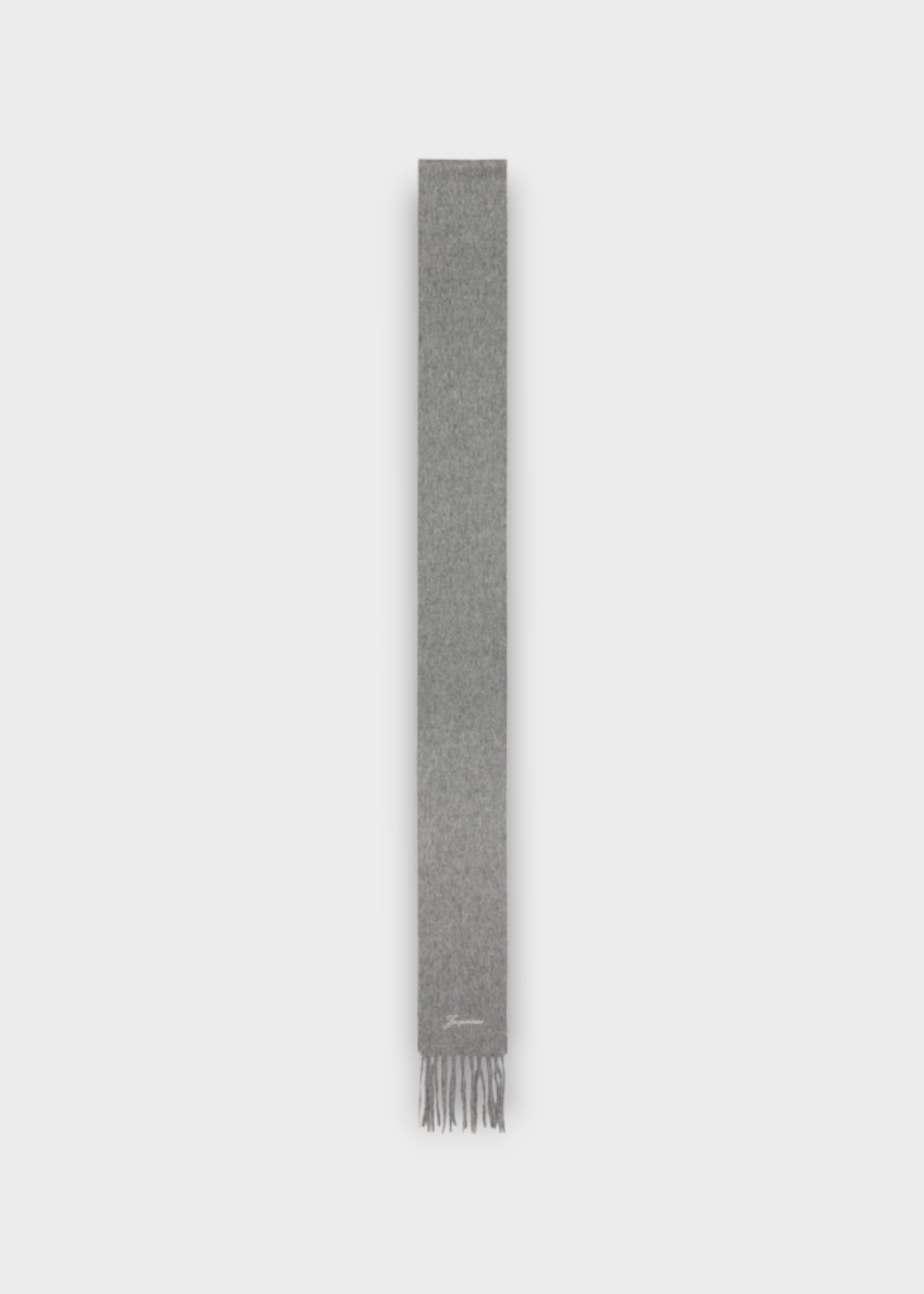 Jacquemus Jacquemus Scarf, Grey, Le Echarpe Slim Virgin Wool & Cashmere Scarf w/ Fringes