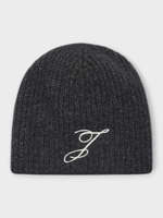 Jacquemus Jacquemus Hat, Grey, Le Bonnet Espiral Merino Wool Ribbed Beanie In Dark Grey w/ Embroidery