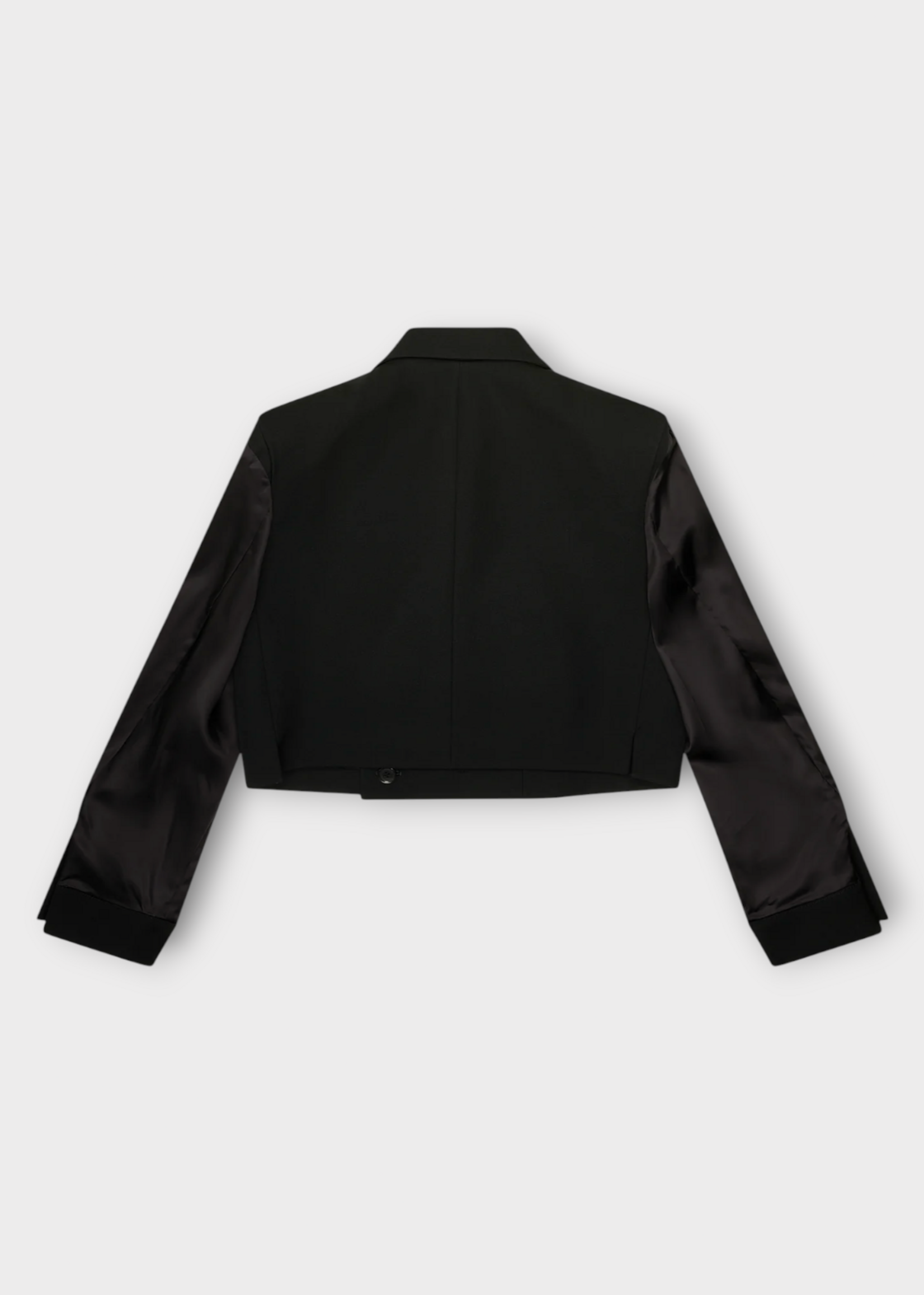 Noir Kei Ninomiya Noir Kei Ninomiya Jacket, Black, Wool Gabardine Double Breasted Cropped Blazer in Black