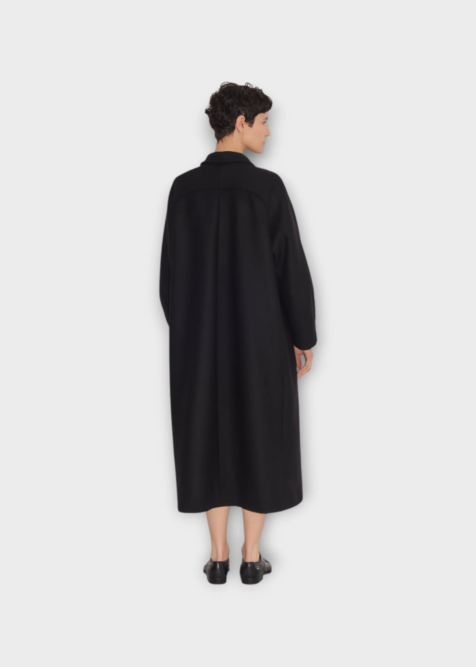 Partow Partow Coat, Black, Molly Virgin Wool Collared Single Breasted Coat In Black
