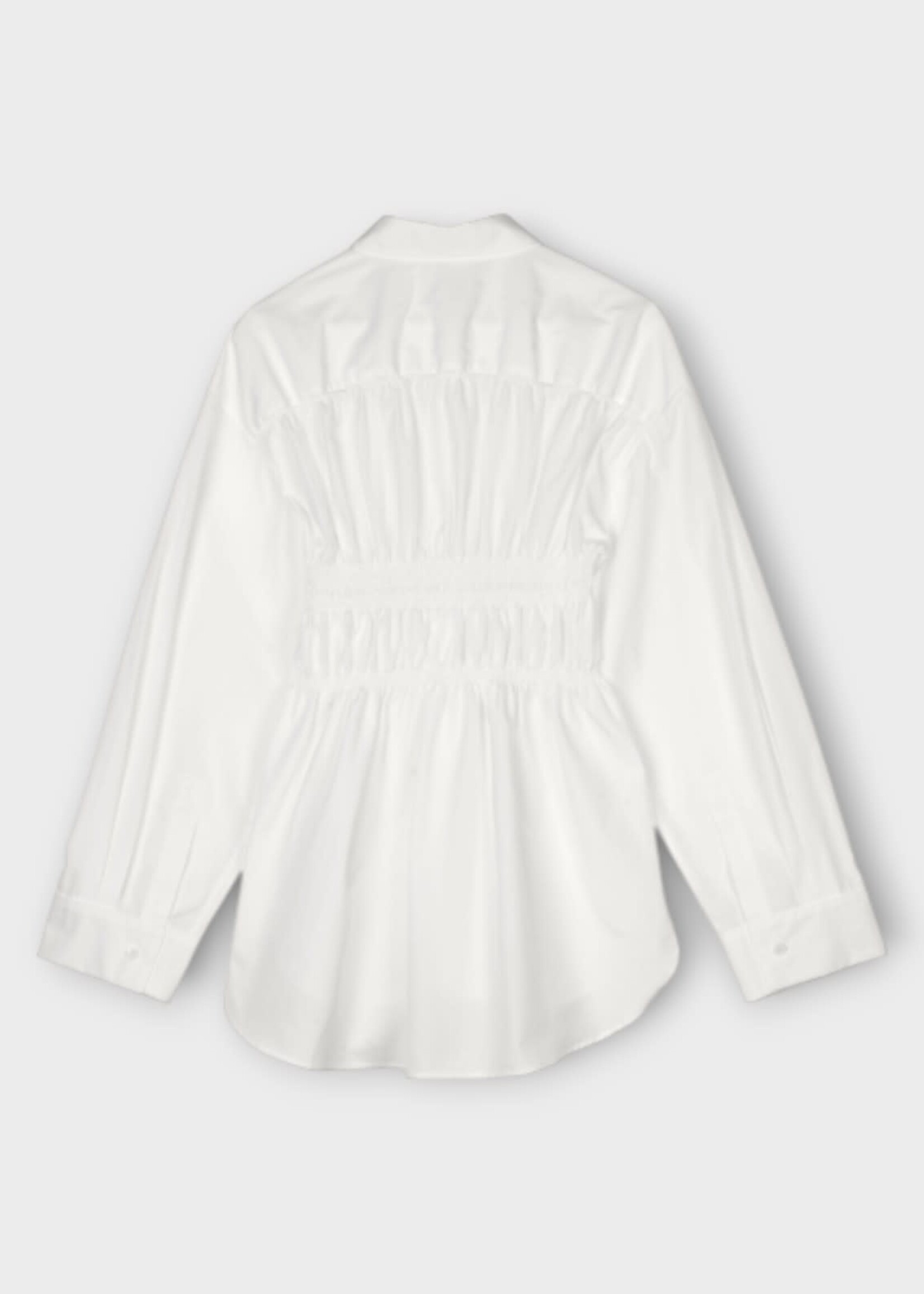 Cecilie Bahnsen Cecilie Bahnsen Shirt, White, Braxton Cotton Smocked Bodice Shirt