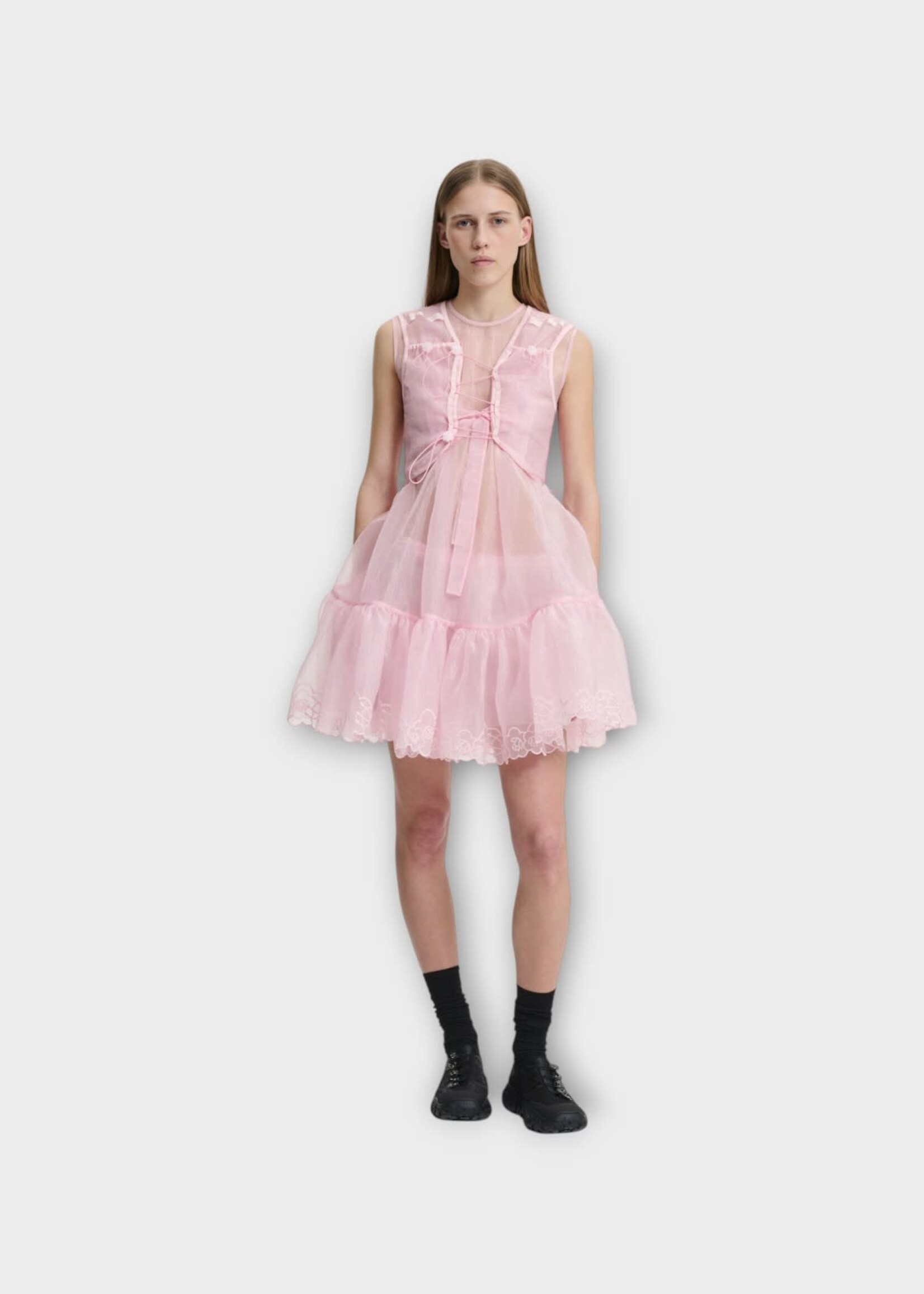 Cecilie Bahnsen Cecilie Bahnsen Dress, Pink, Bo Round Neck Sleeveless Liquid Myrtia Dress In Blush Pink