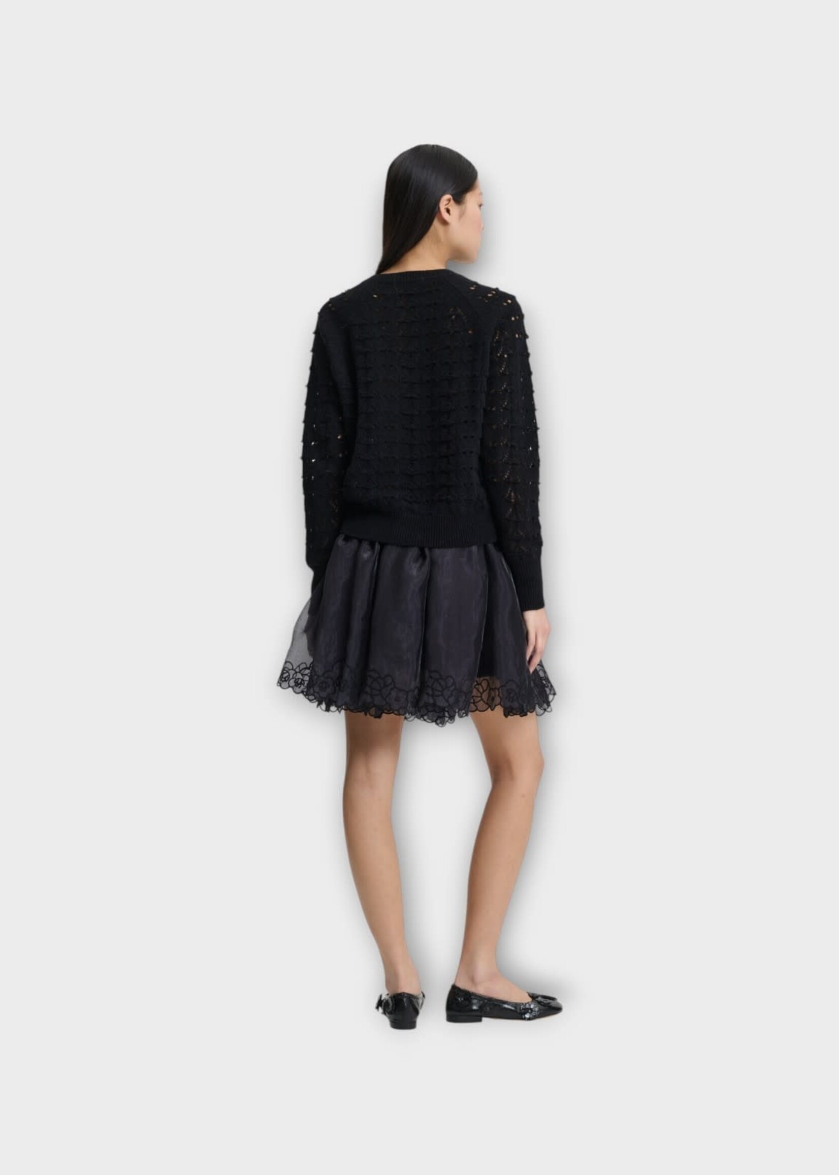 Cecilie Bahnsen Cecilie Bahnsen Knitwear, Black, Bidane Wool Heritage Lace Stitch Pullover